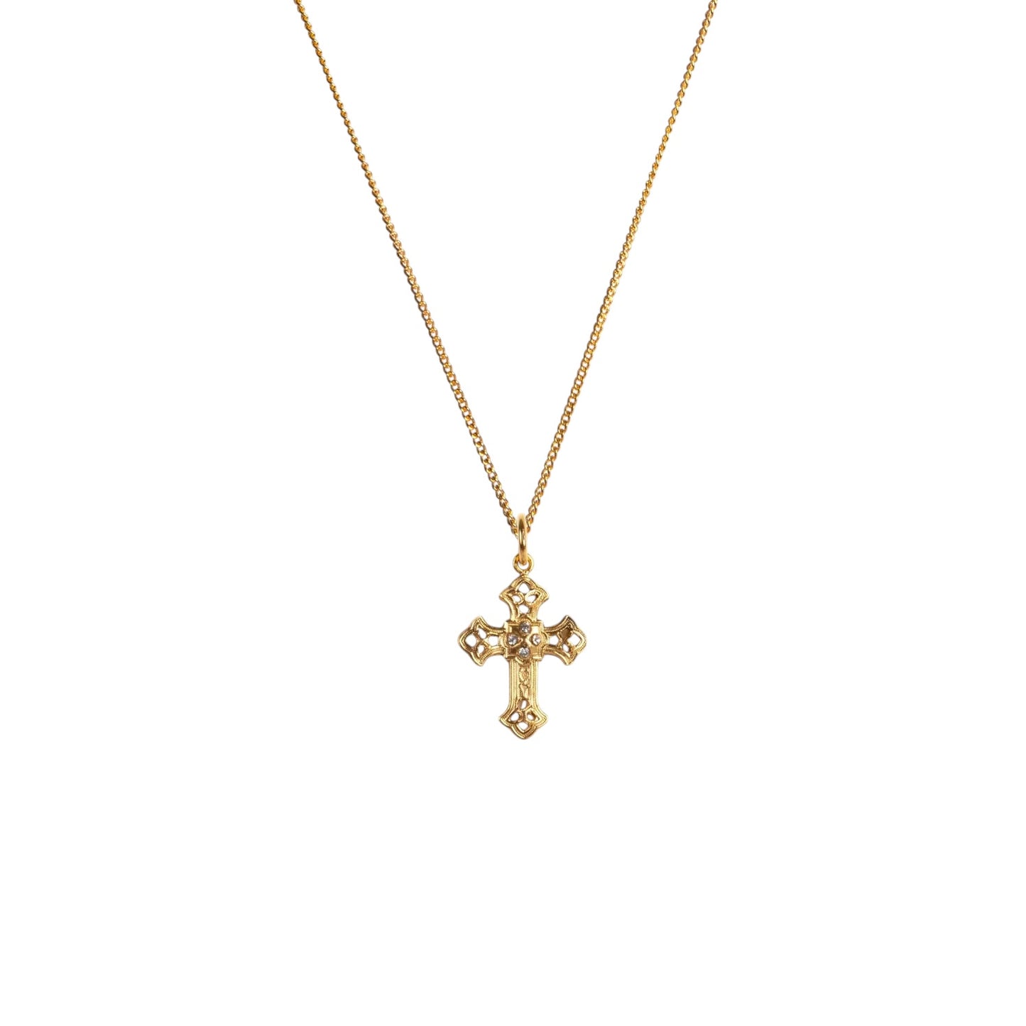 VIRGINS SAINTS & ANGELS VSA Basilica Cross Charm Necklace in Gold