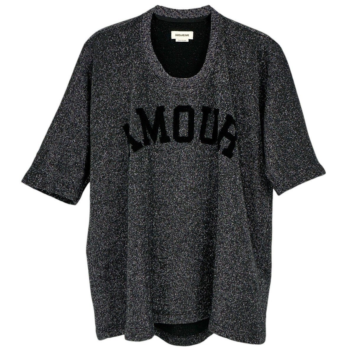 ZADIG & VOLTAIRE Portland Amour Glitter Top in Black XS