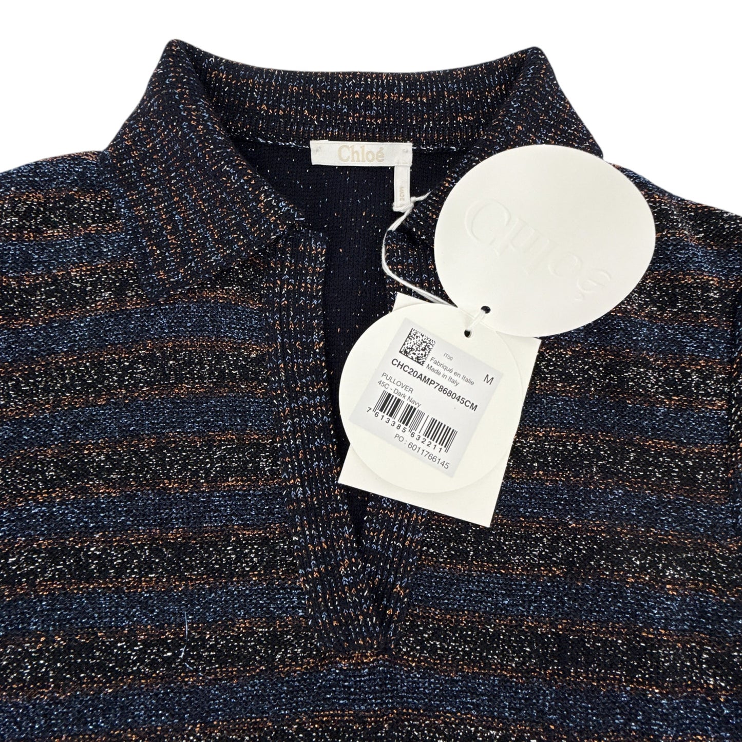 CHLOE Lurex Polo Sweater M