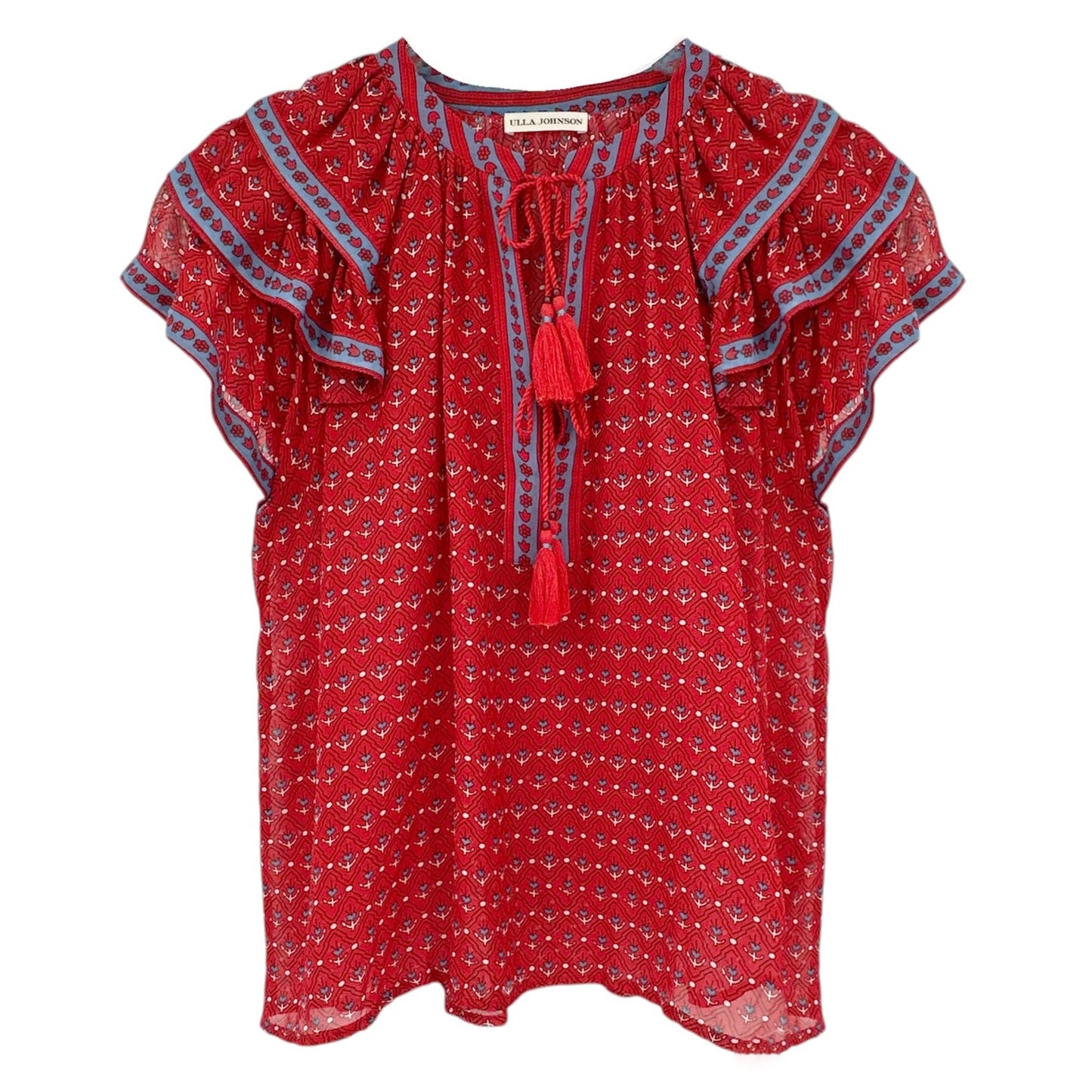 ULLA JOHNSON Silk Top in Scarlet 2