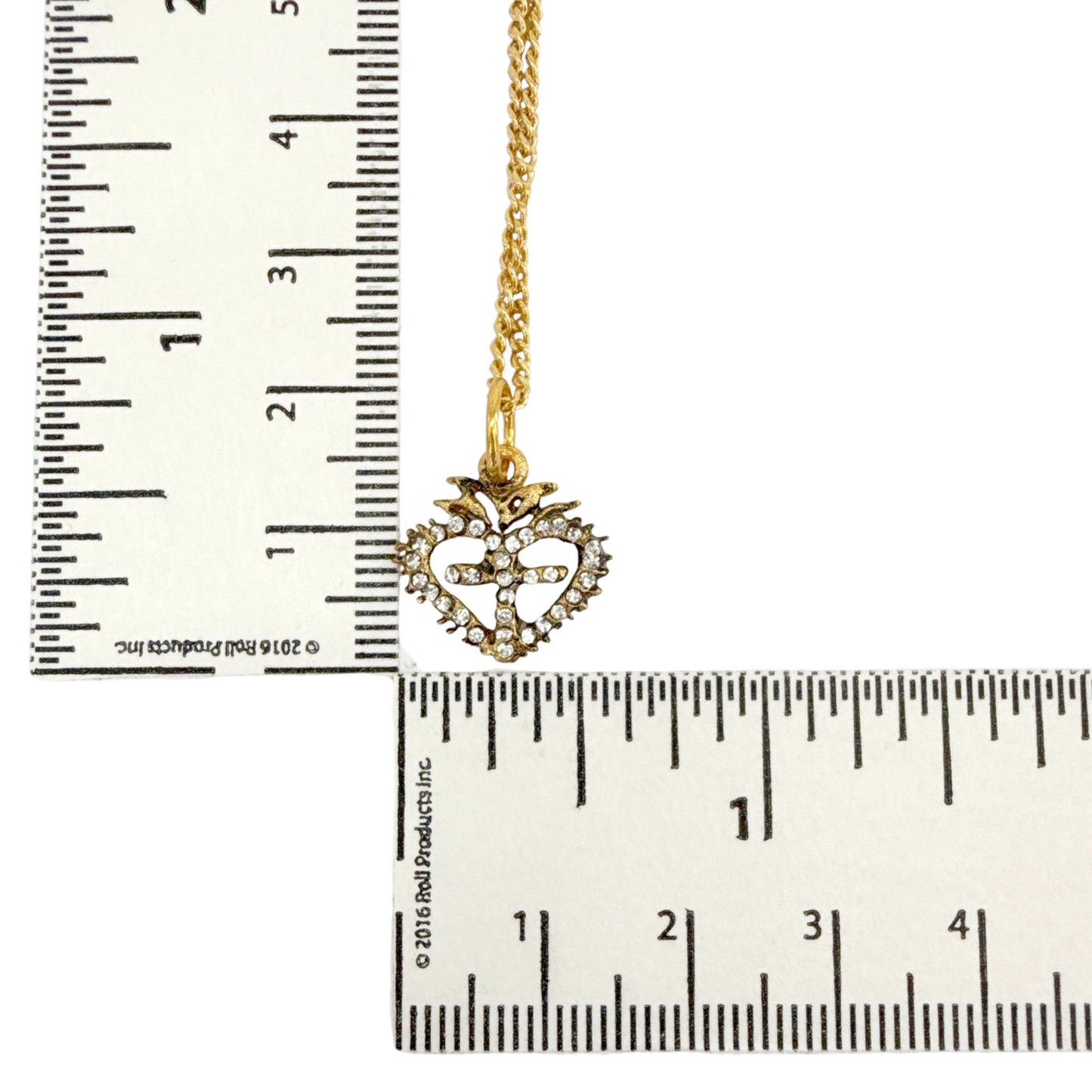 VIRGINS SAINTS & ANGELS VSA Sacred Heart Logo Charm Necklace in Gold