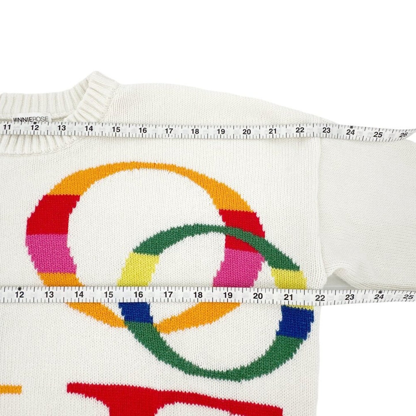 MINNIE ROSE Multi Color LOVE Crew Neck Sweater S