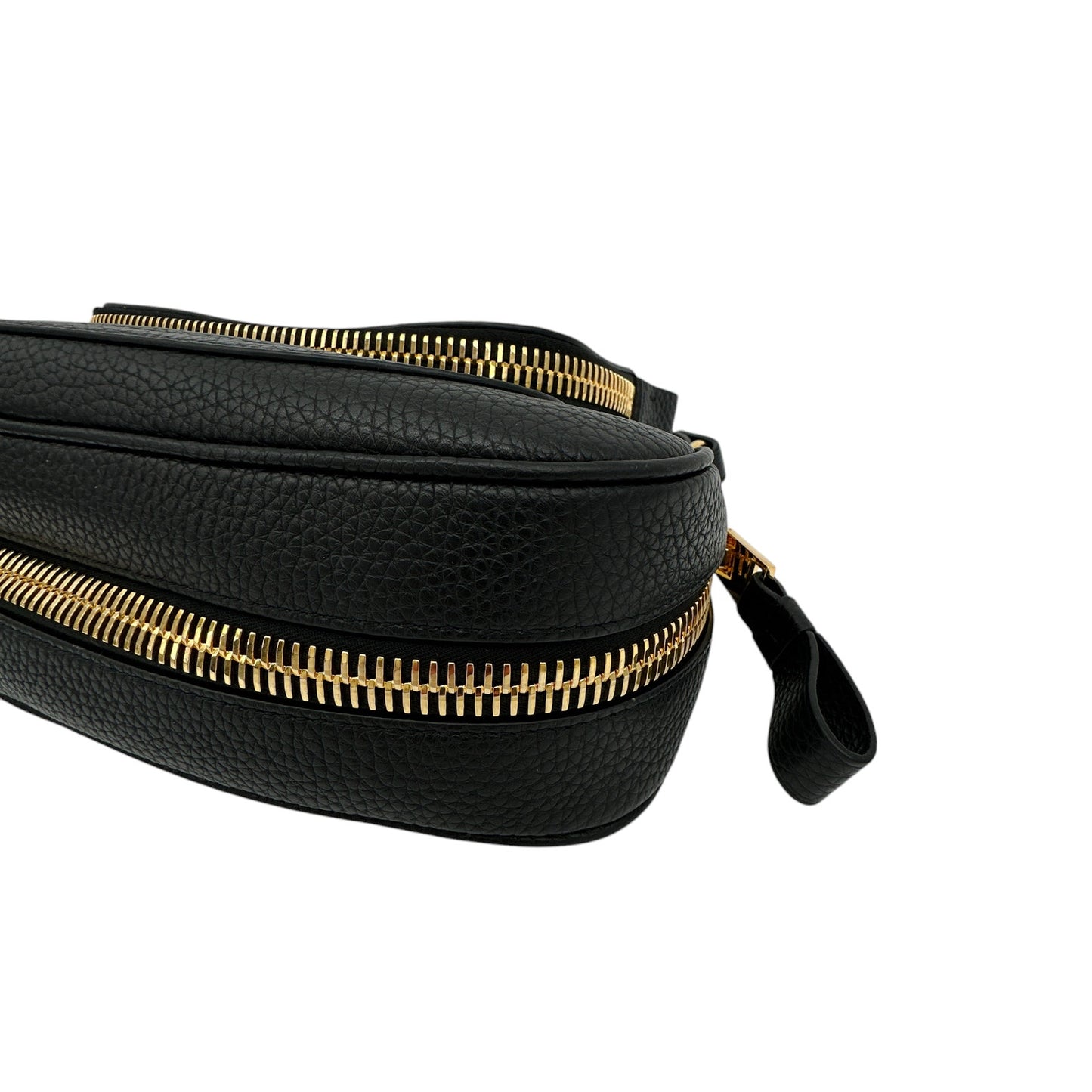 TOM FORD Jennifer Medium Double Strap Bag in Black Grained Leather