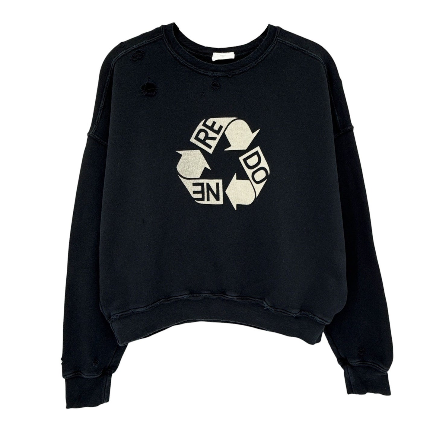 RE/DONE Recycle Distressed Crew Sweatshirt S