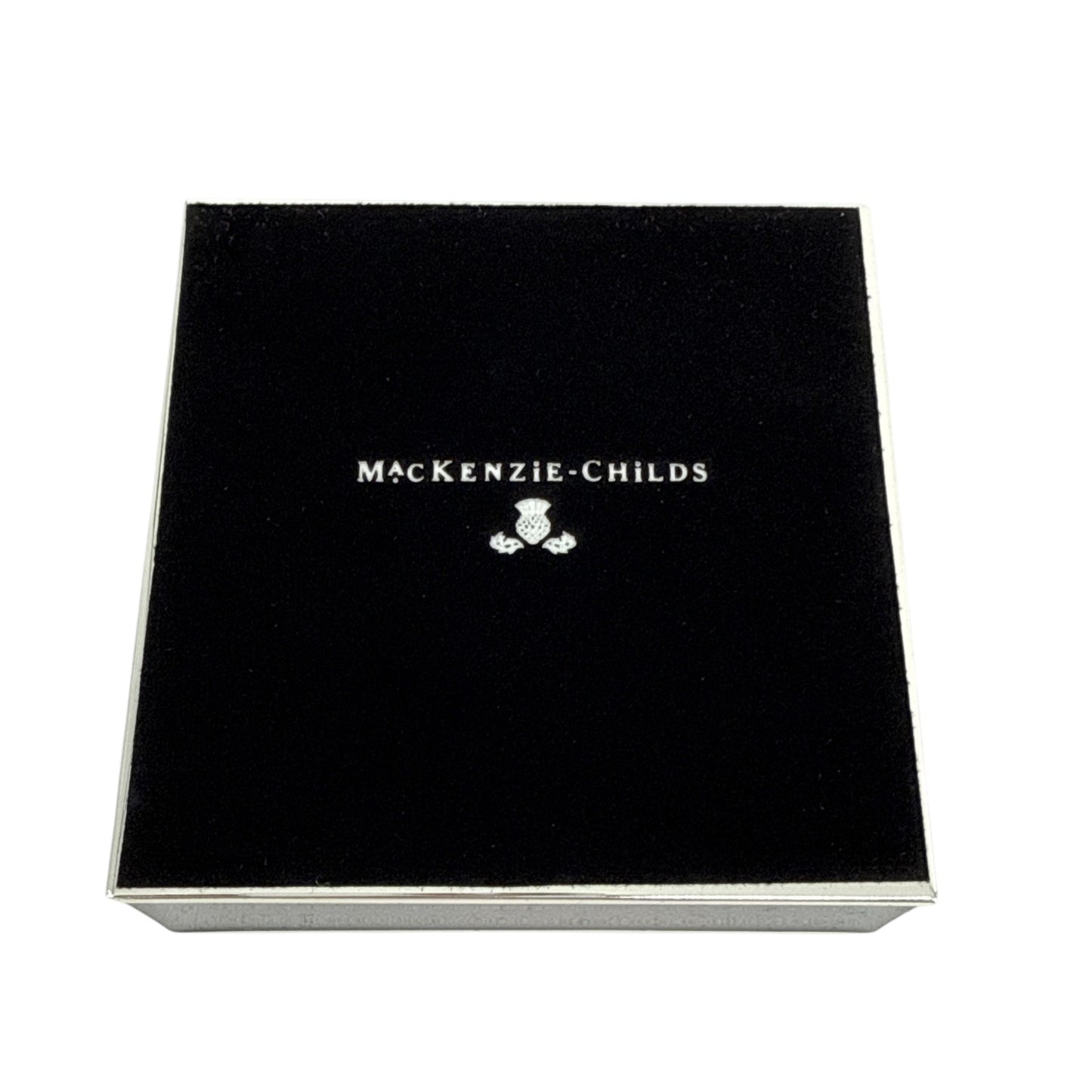 MACKENZIE-CHILDS Black Silver Plated Trinket Box with Check Knob