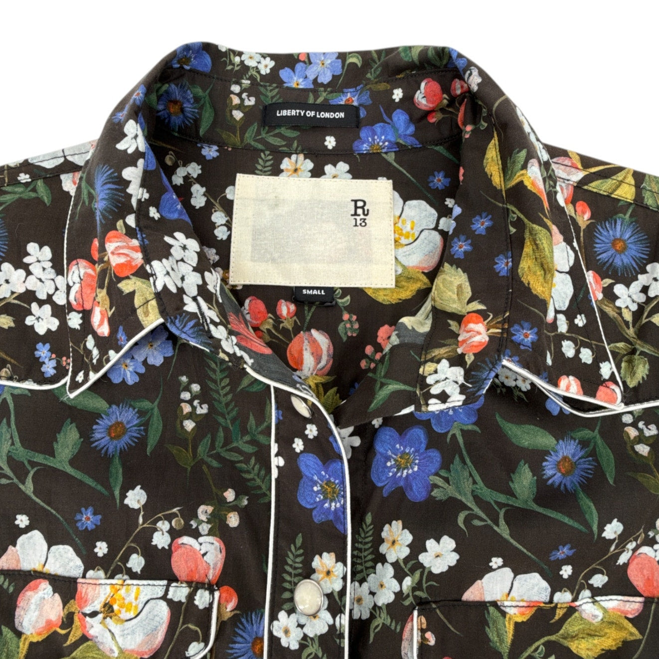 R13 x LIBERTY of LONDON Cowboy Dress in Black Floral S