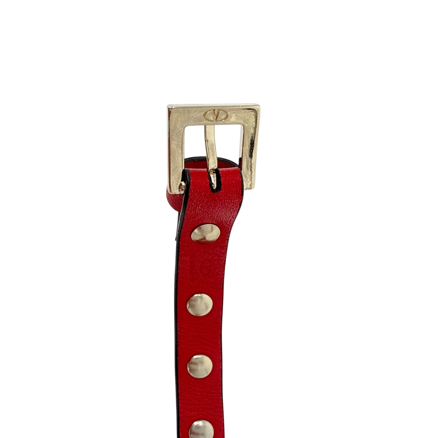 VALENTINO GARAVINO Rockstud Leather Bracelet in Red