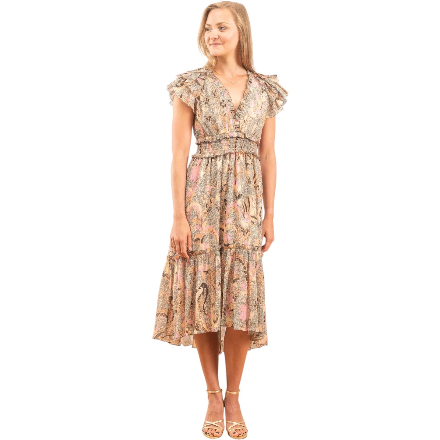 ULLA JOHNSON Cicely Silk Blend Dress in Ivory 0