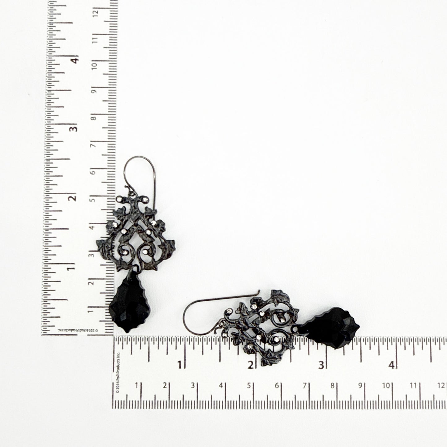 VIRGINS SAINTS & ANGELS VSA Vine Drop Earrings in Gunmetal & Jet