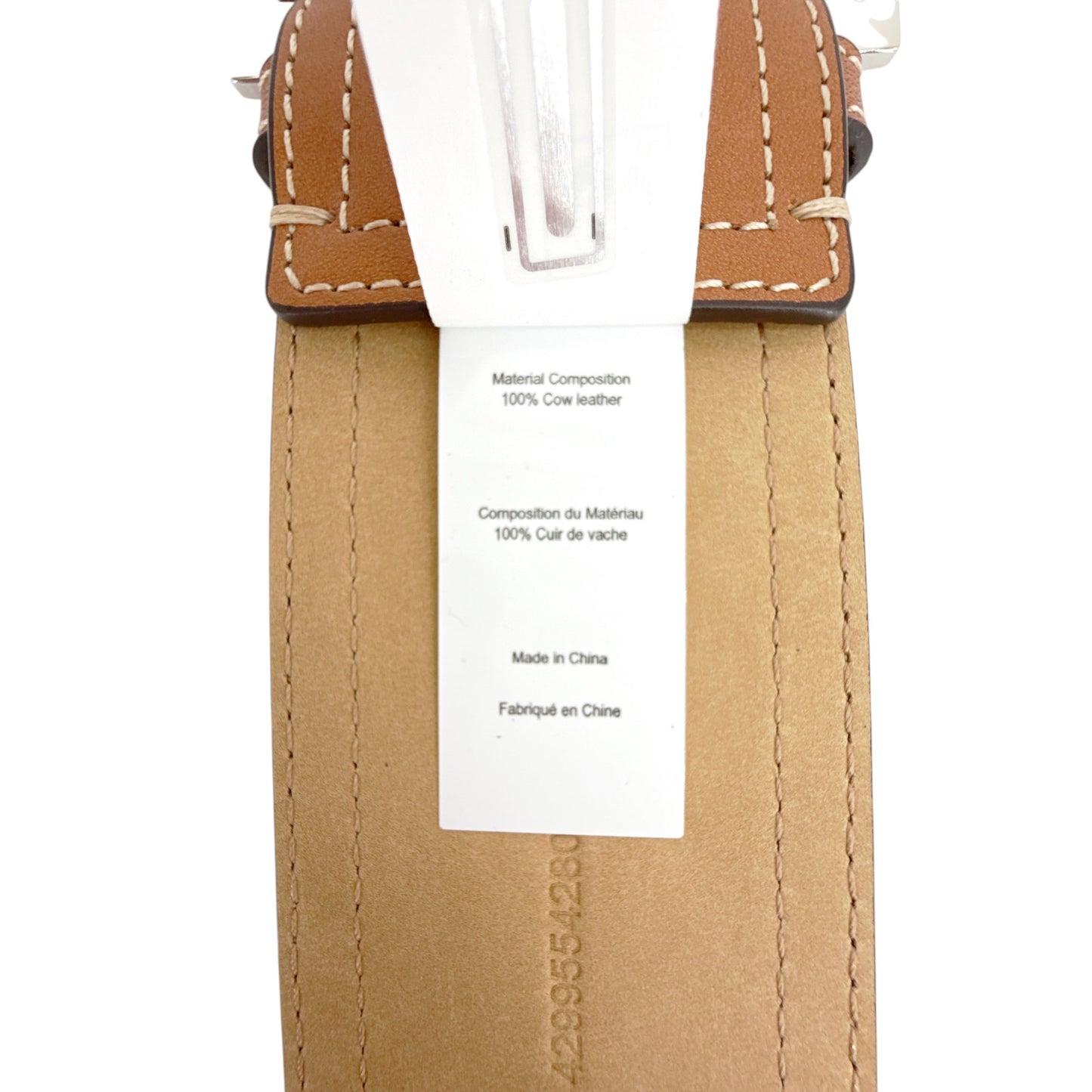 POLO RALPH LAUREN Elongated-Buckle Leather Belt in Cuoio & Silver M