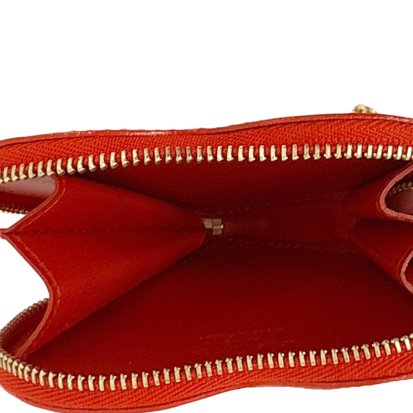 LOUIS VUITTON Vernis Heart Coin Purse Orange Sunset