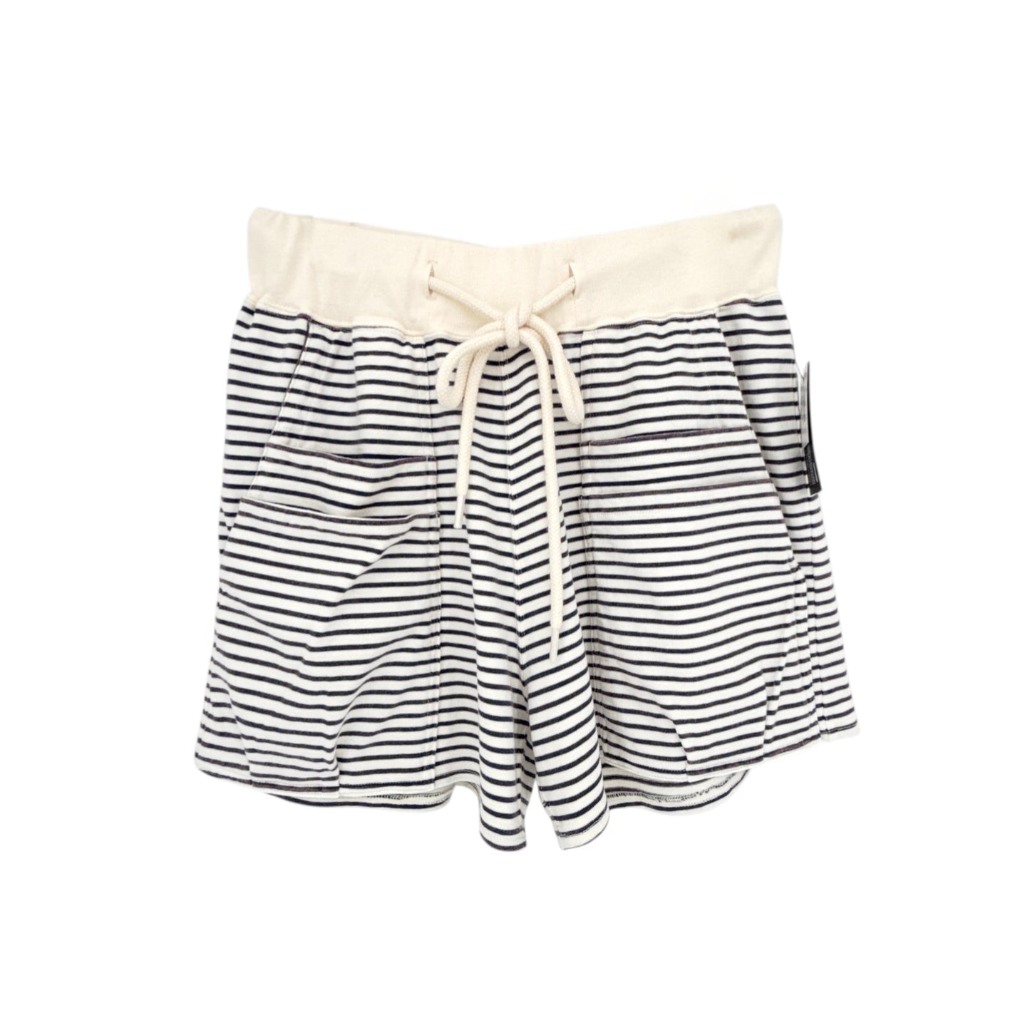 R13 Layered Pocket Sweatshorts in Navy/Ecru Narrow Stripe S
