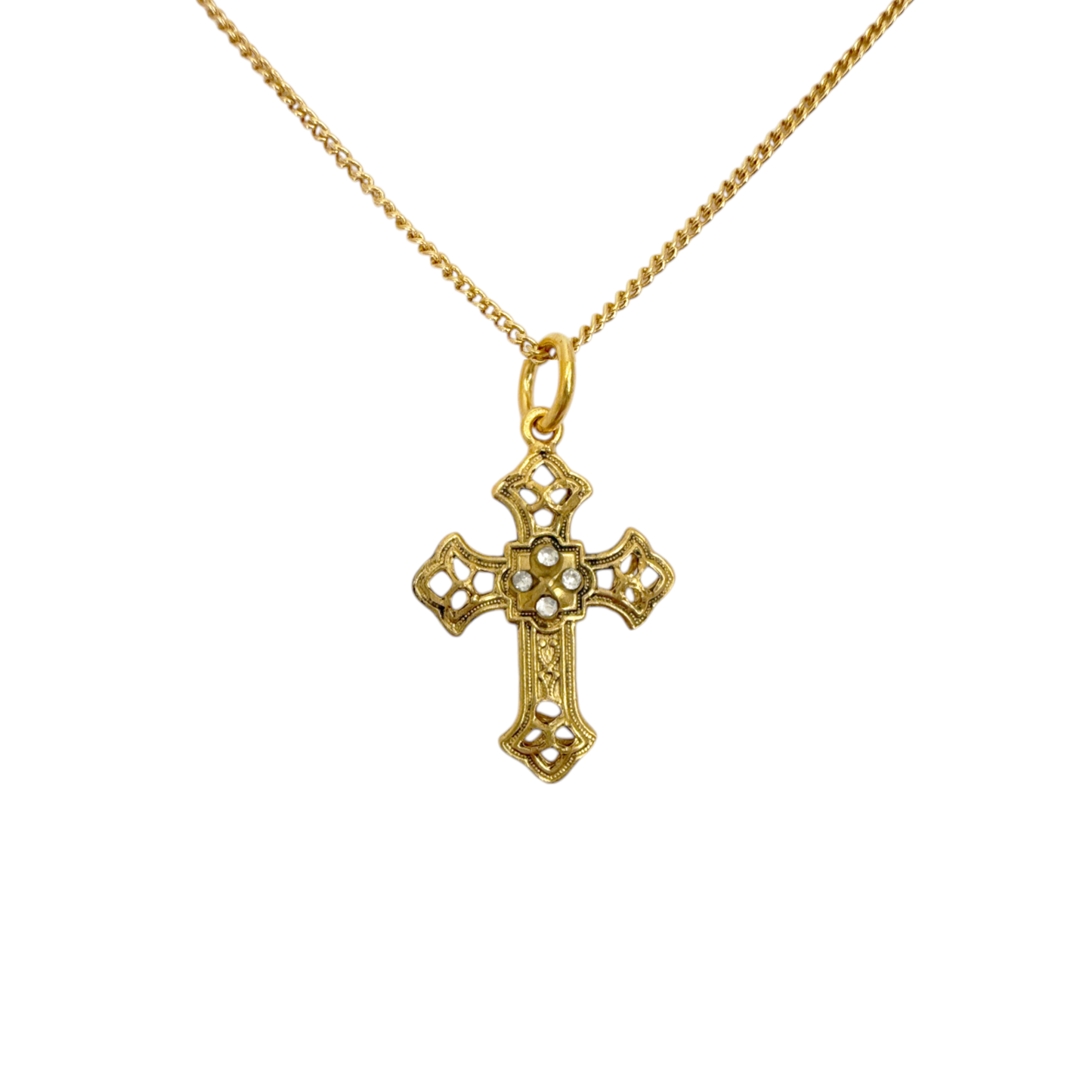 VIRGINS SAINTS & ANGELS VSA Basilica Cross Charm Necklace in Gold