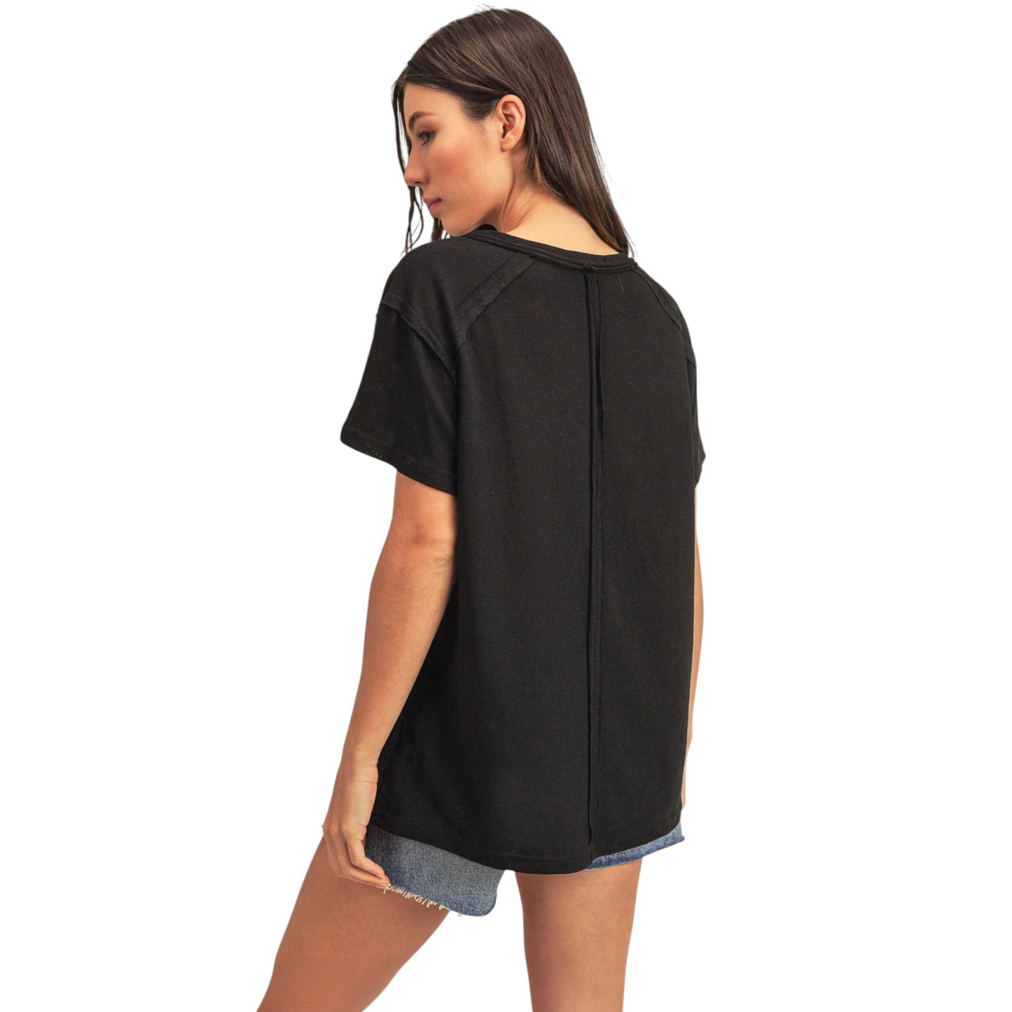 AEMI + CO Junie Tee Black Size L