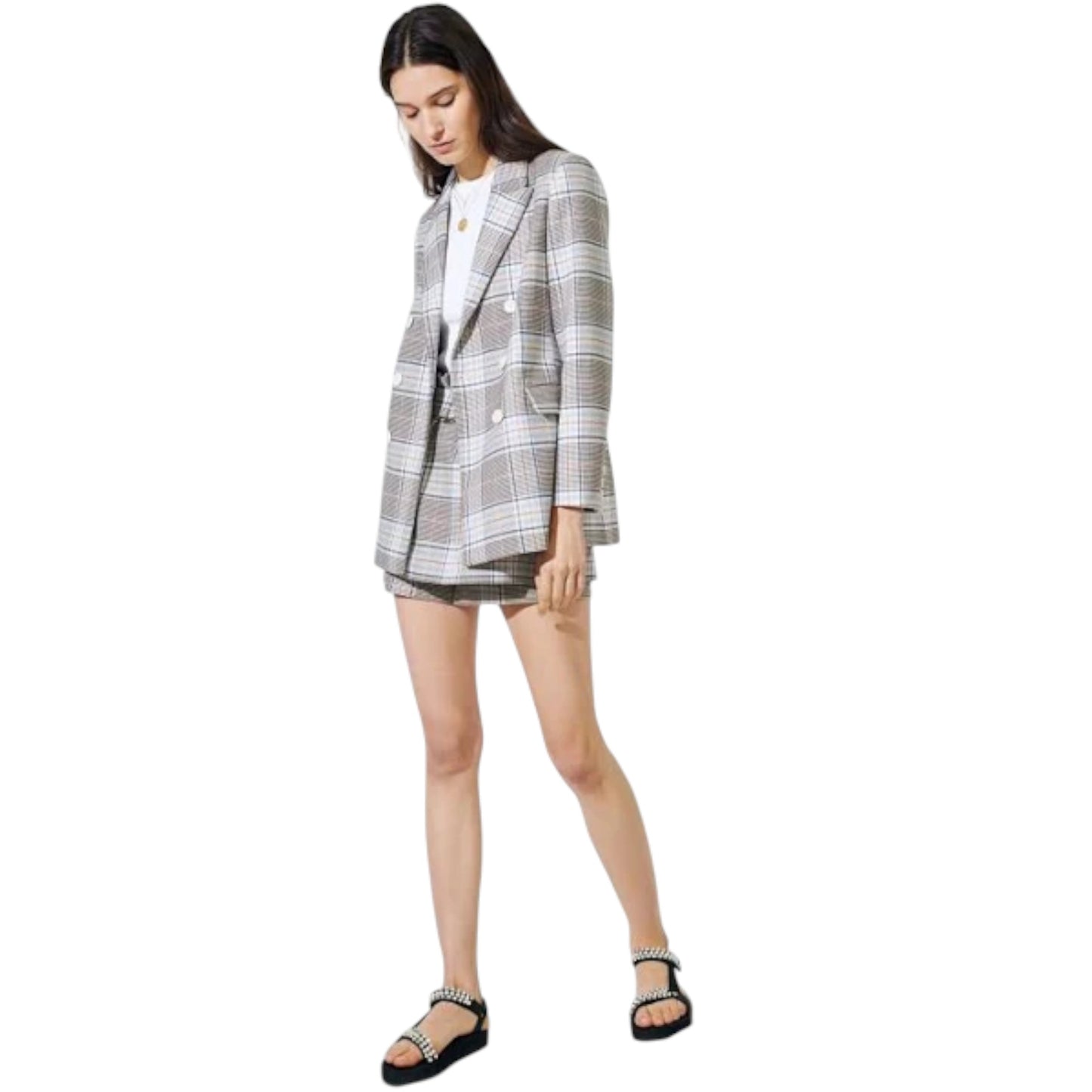 MAJE Vika Plaid Button Blazer FR|EU 42|XL