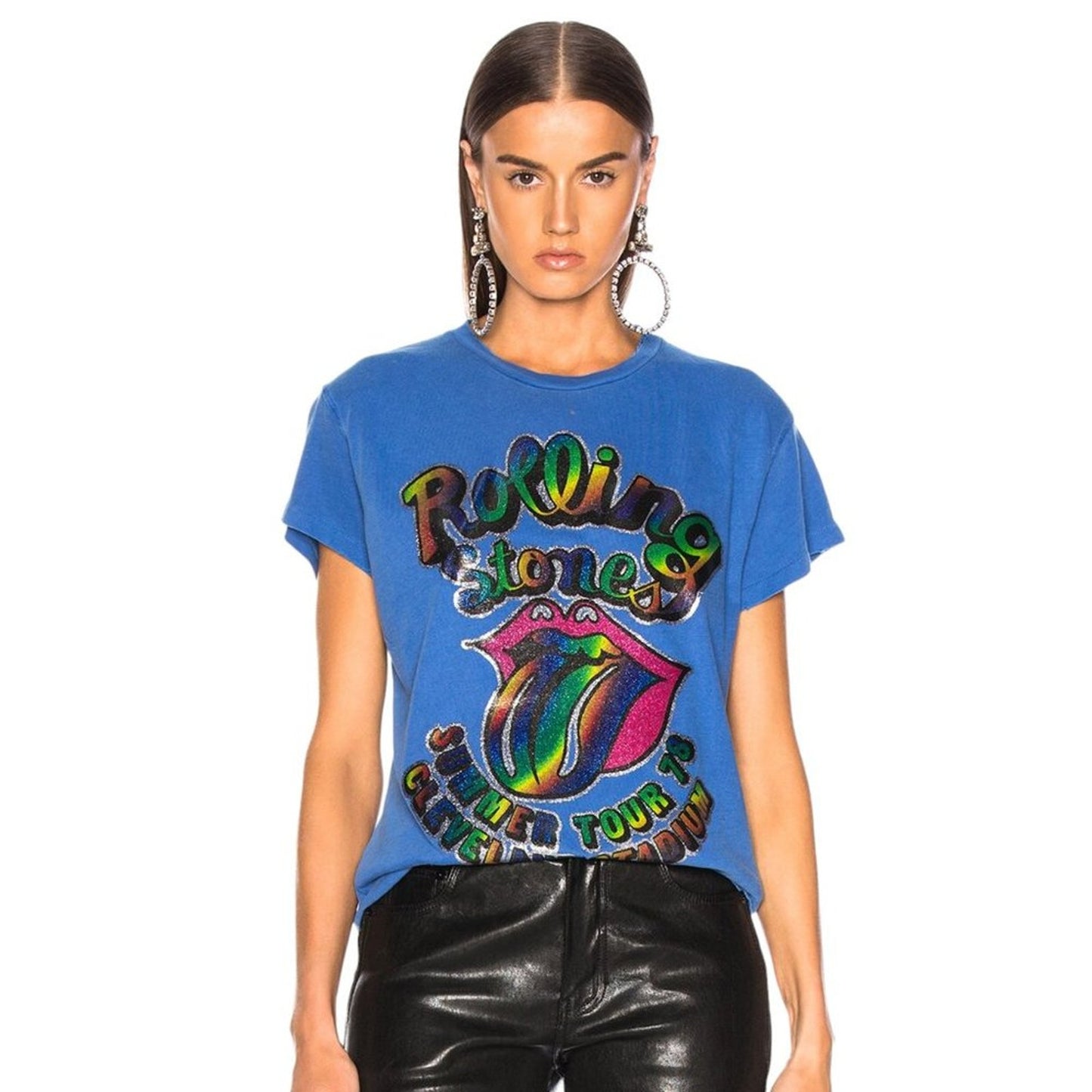 MADEWORN Rolling Stones Summer '78 Glitter Crew Tee in XS