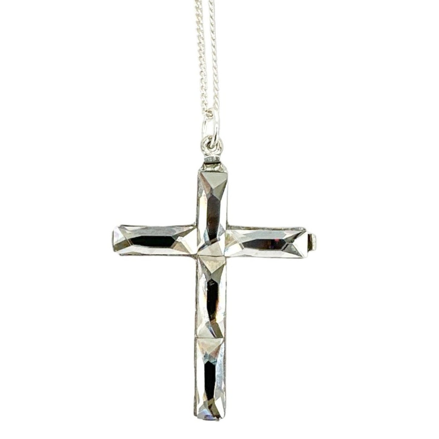 VIRGINS SAINTS & ANGELS VSA Resurrection Crystal Cross Sterling Silver Necklace