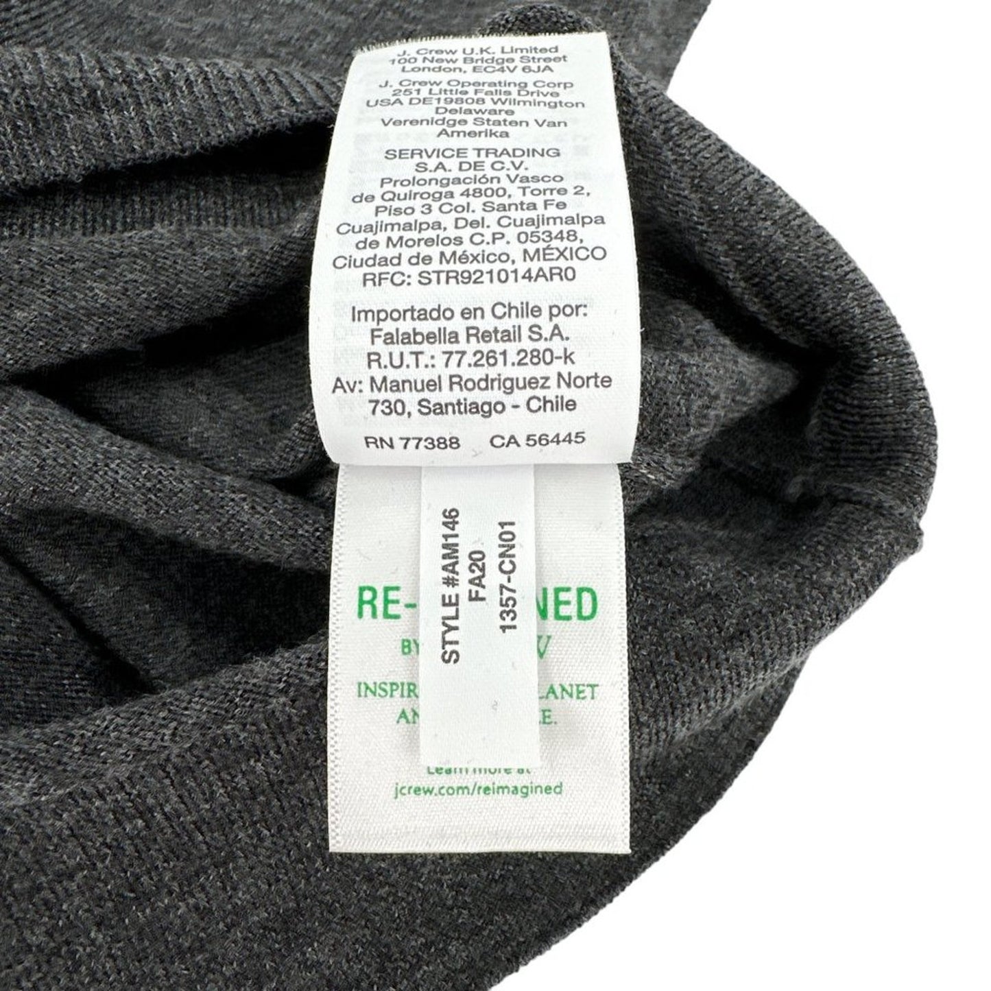 J.CREW Margot Crewneck Sweater in Charcoal XS