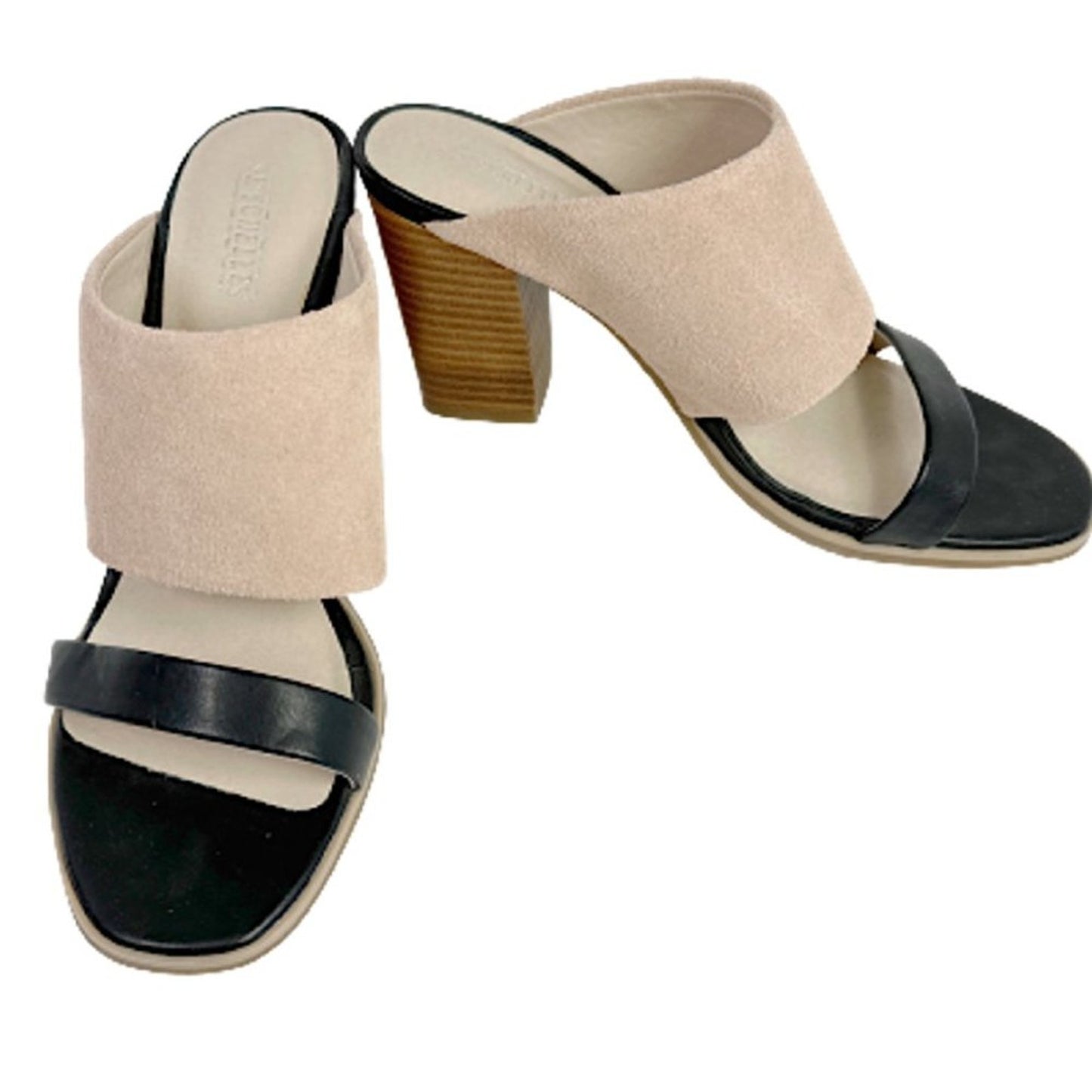 SEYCHELLES Lyra Black and Nude Leather Mules 6.5