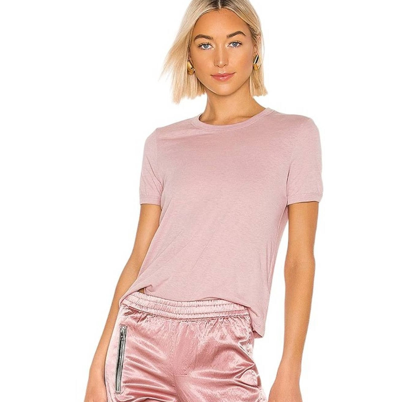 RtA Quinton Ringer Tee Shirt in Blush S