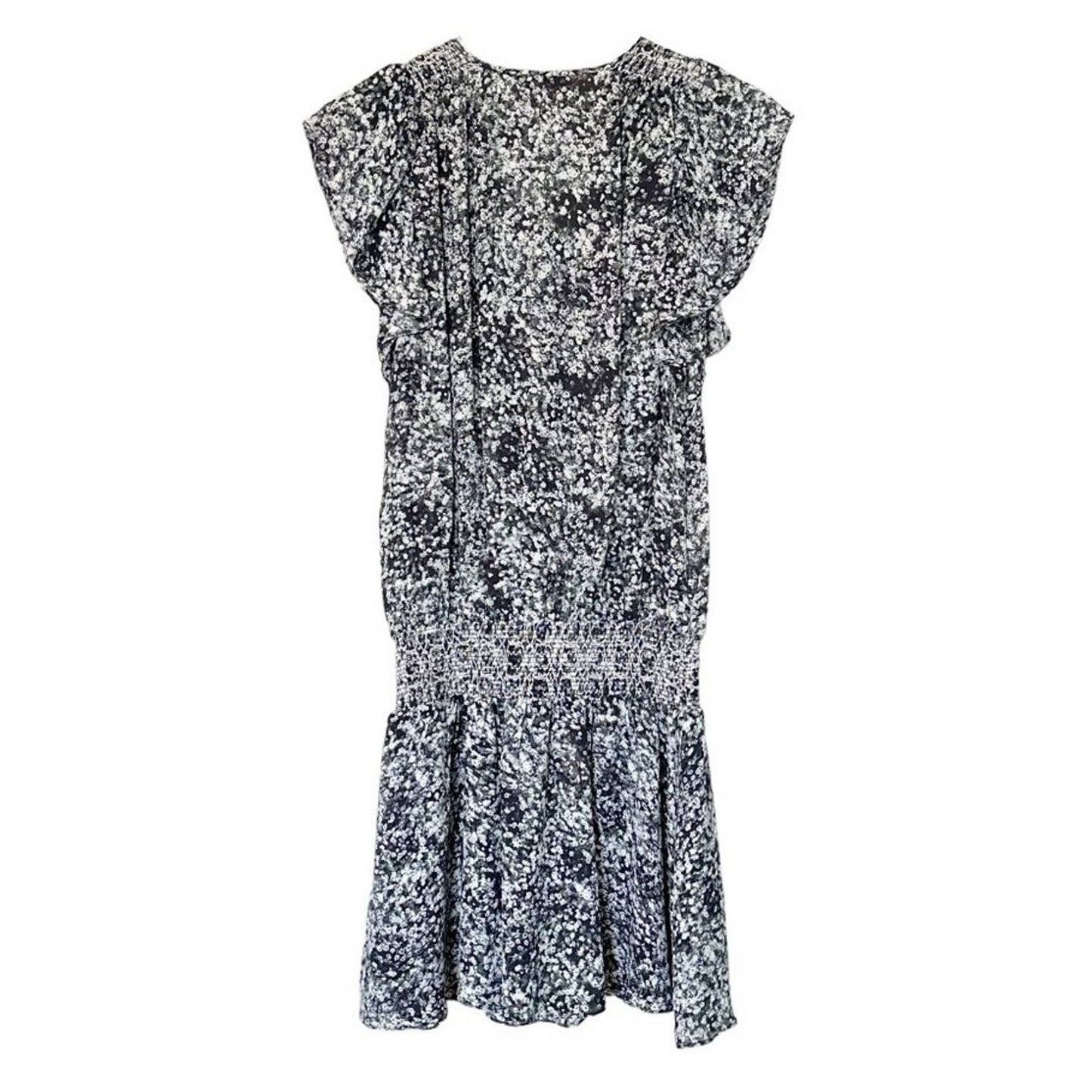 PARKER Dean Floral Print Silk Blouson Dress in Filaree XS