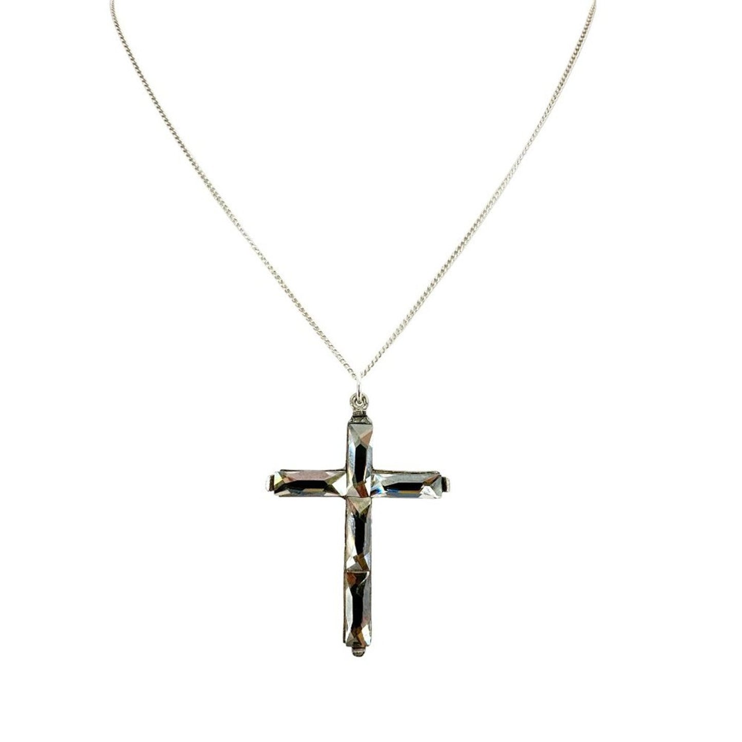 VIRGINS SAINTS & ANGELS VSA Resurrection Crystal Cross Sterling Silver Necklace