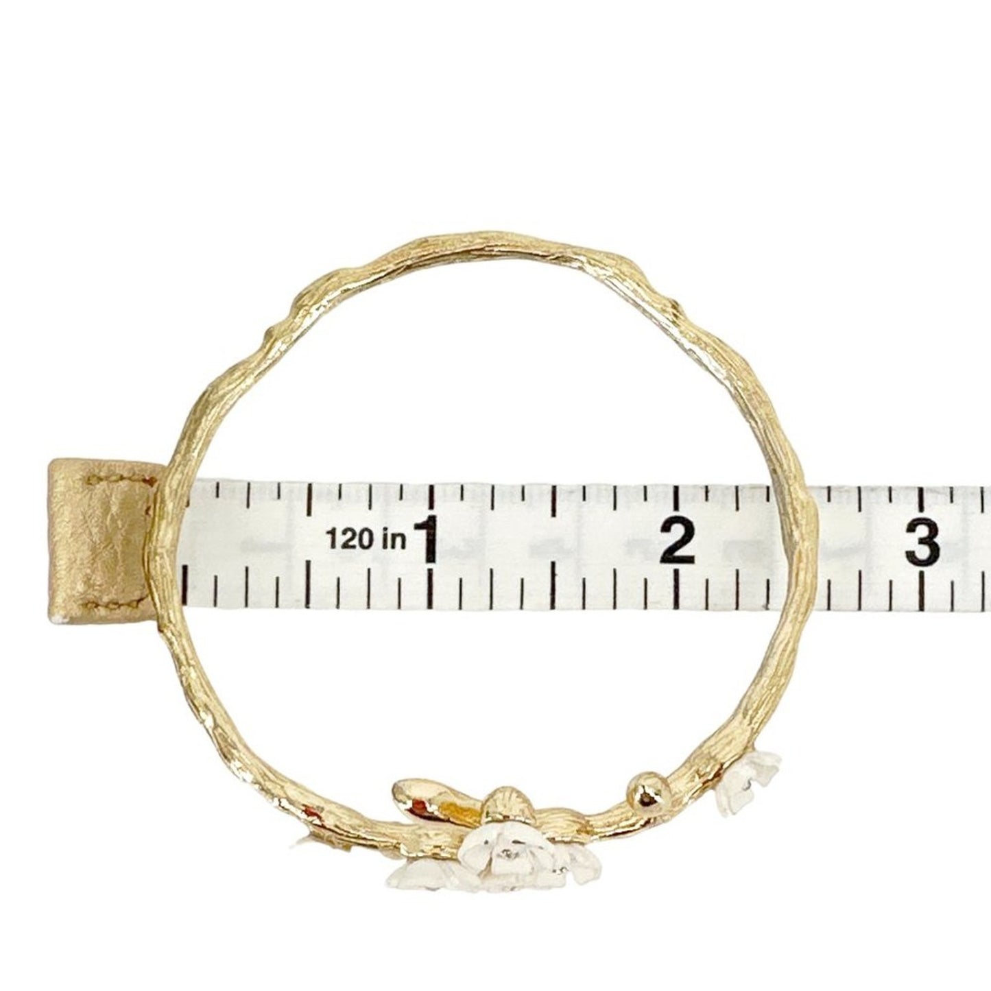 BANANA REPUBLIC Adjustable Cuff Floral Branch Bracelet in Gold & White