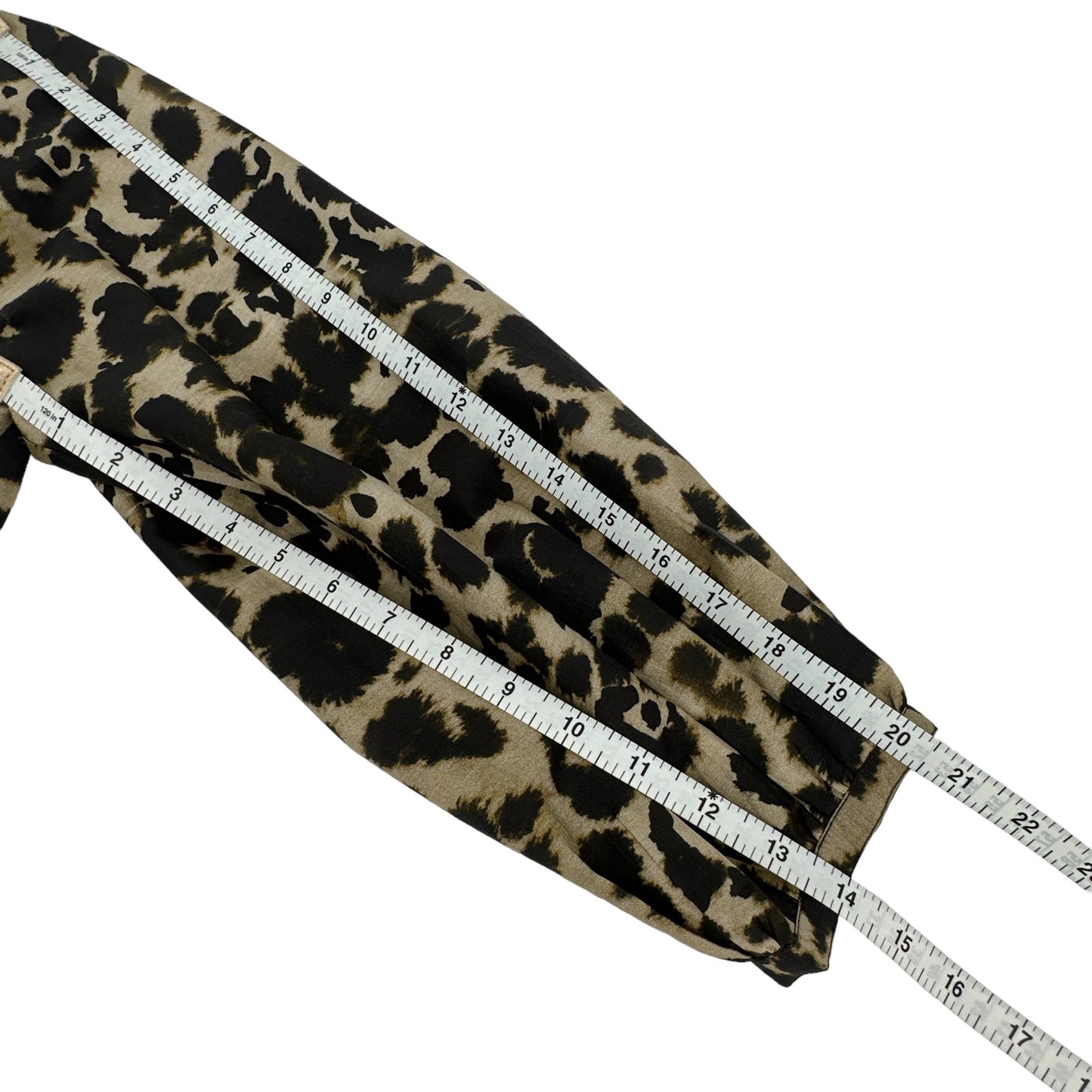 CURRENT ELLIOTT Annabelle Blouse In Khaki Inky Leopard Print XS