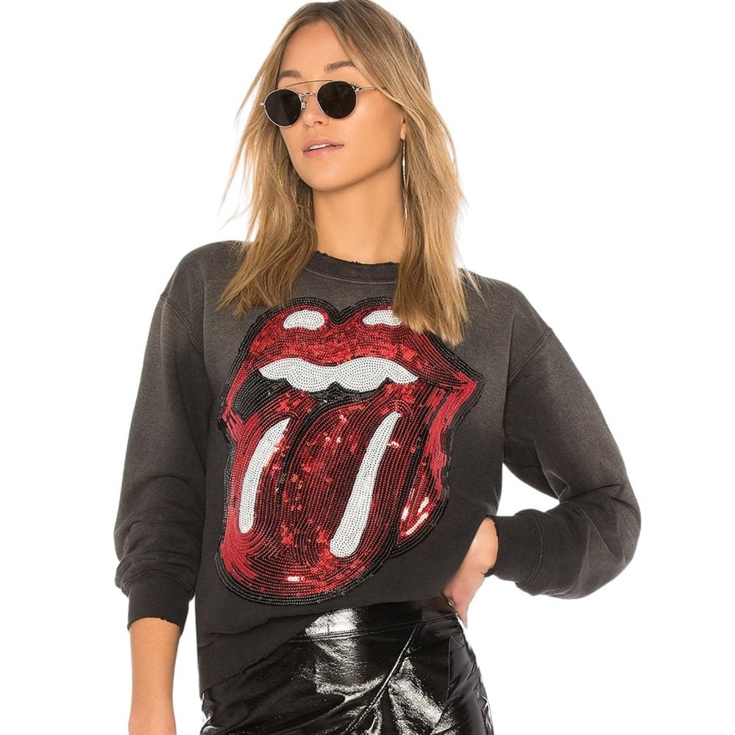 MADEWORN Rolling Stones Sequin Sweatshirt S