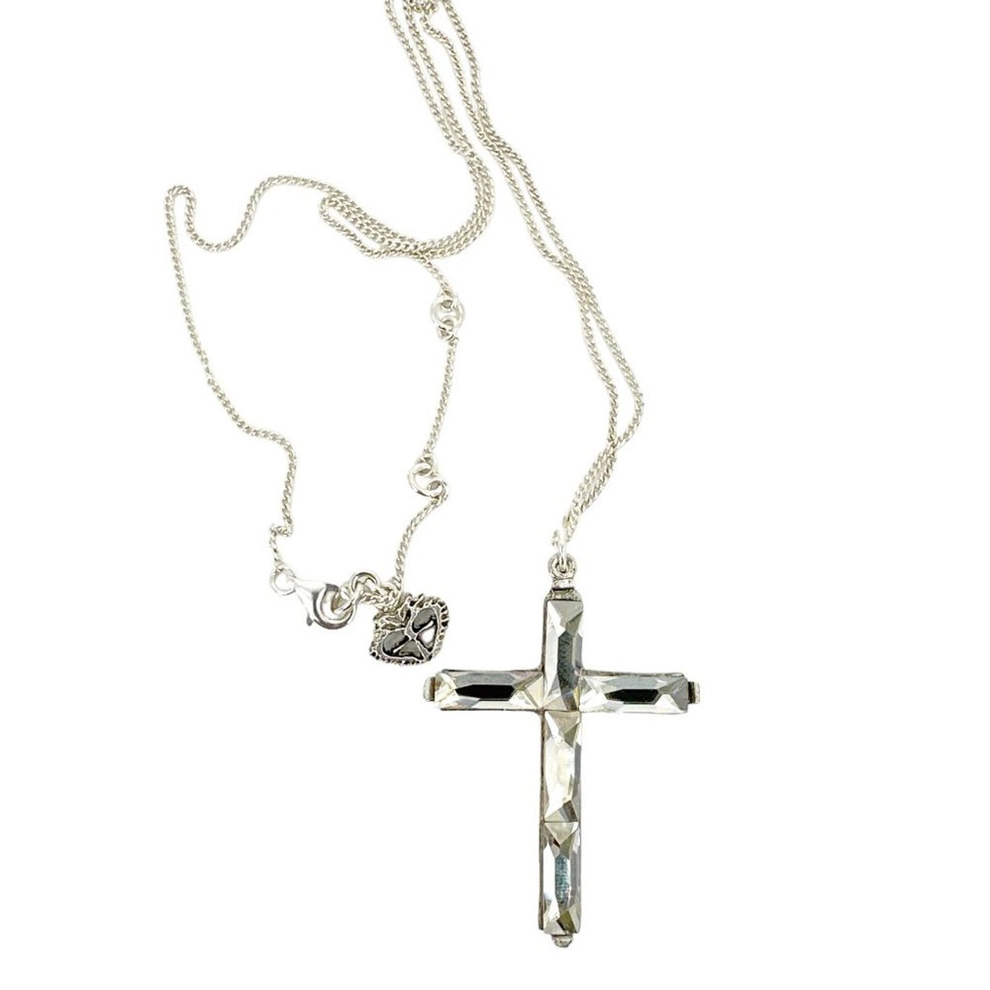 VIRGINS SAINTS & ANGELS VSA Resurrection Crystal Cross Sterling Silver Necklace