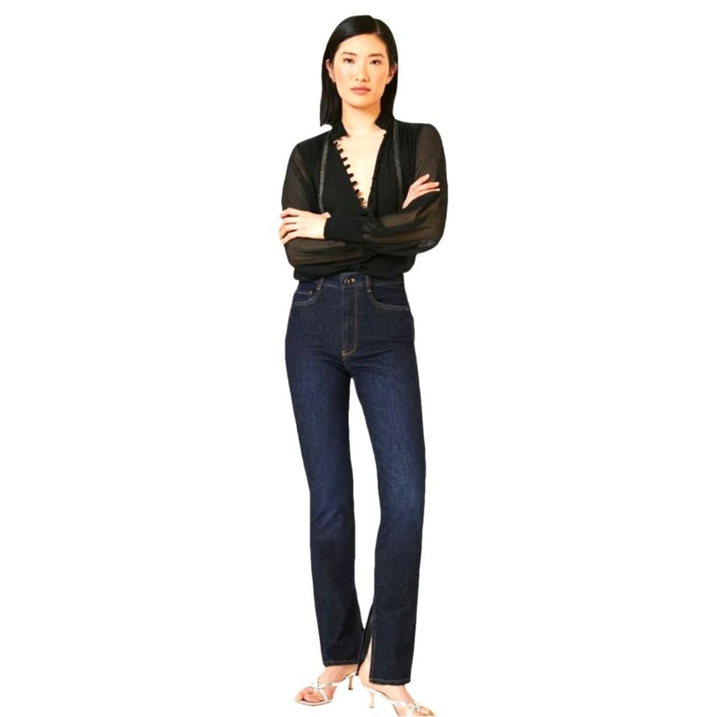 ANTHROPOLOGIE Pilcro The Split Straight Jeans in Dark Wash 24P