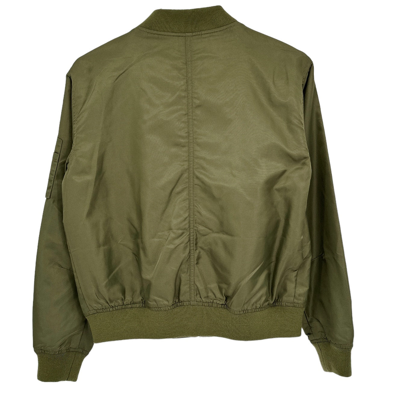 GOOD AMERICAN Bomber Jacket in Green Satin XS