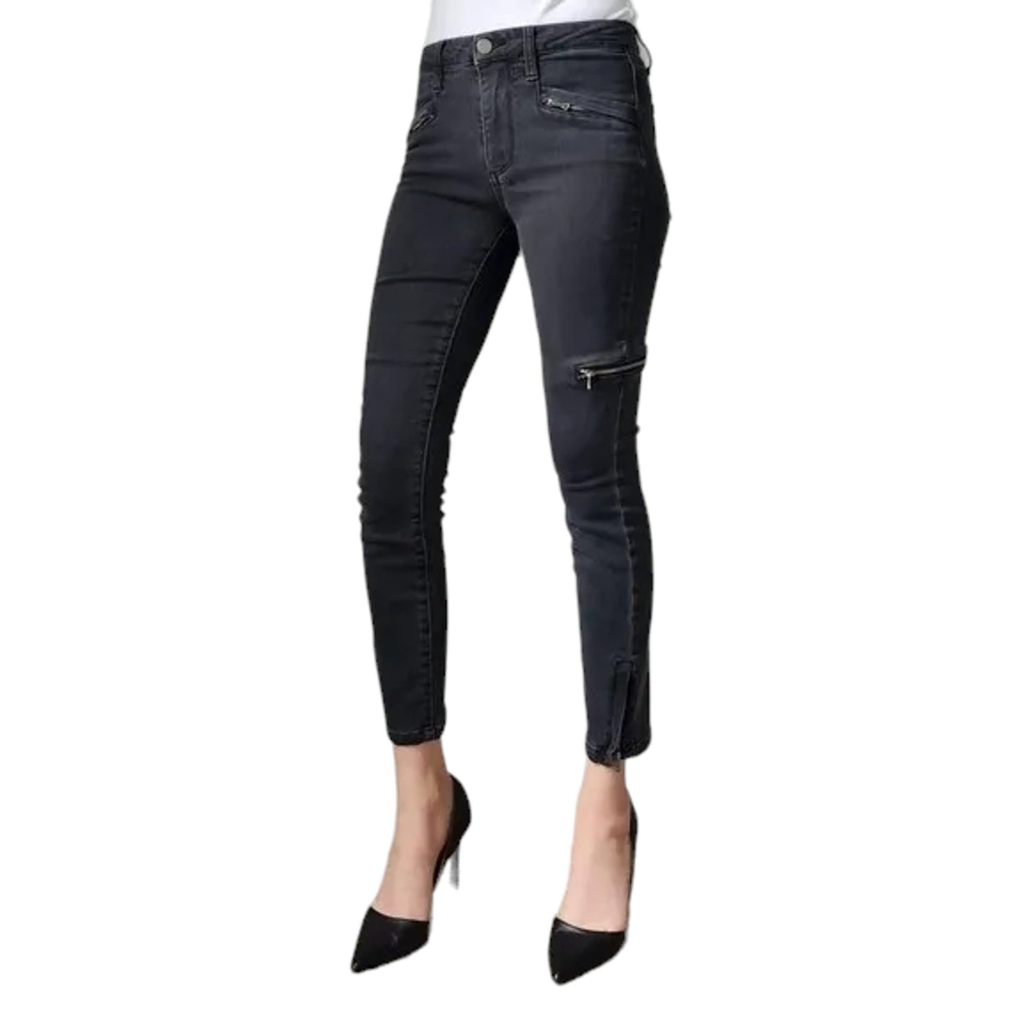 PAIGE Denim Skinny Ankle Zip Jeans in Pearson Wash 25