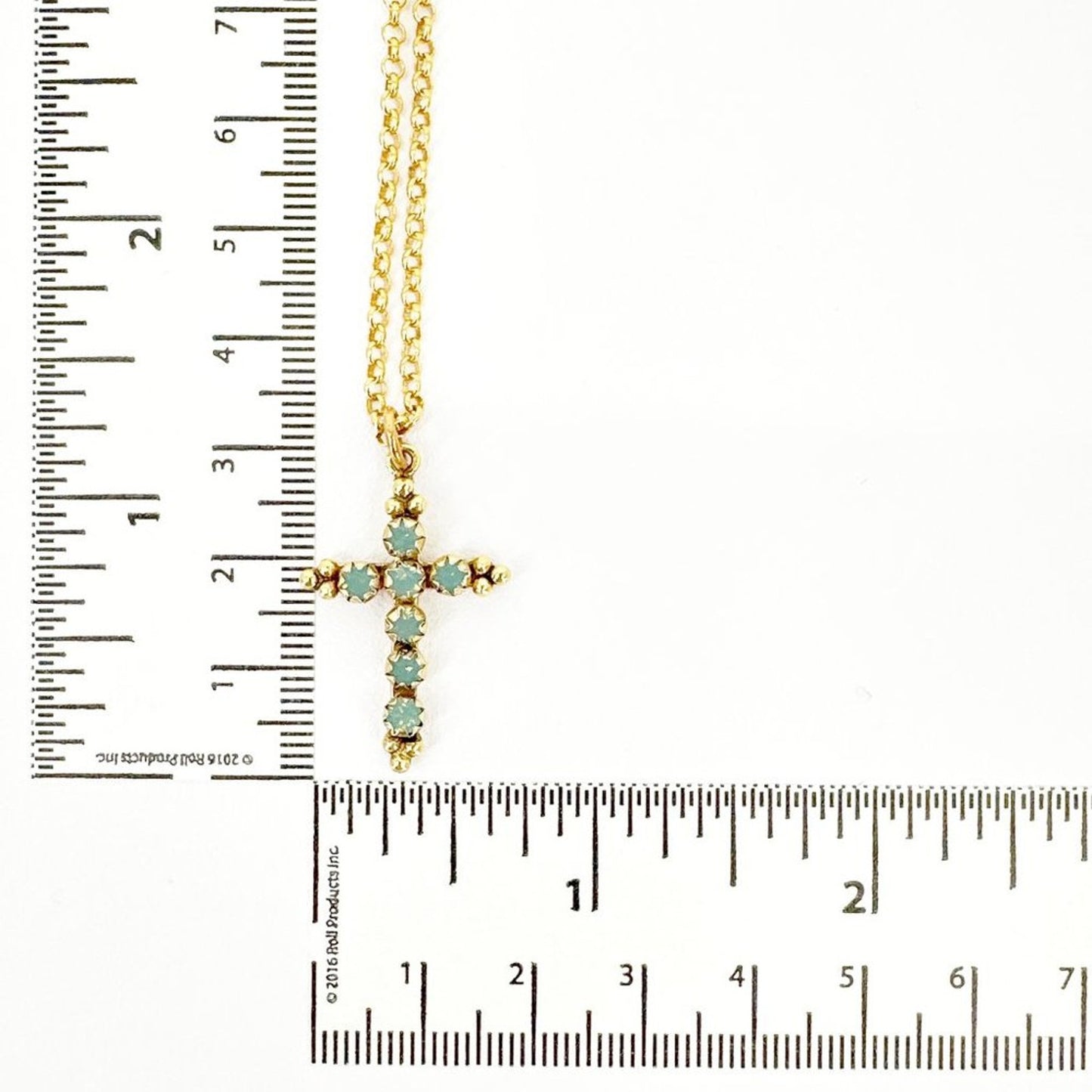 VIRGINS SAINTS & ANGELS VSA Madonna Cross Necklace in Pacific Opal & Gold