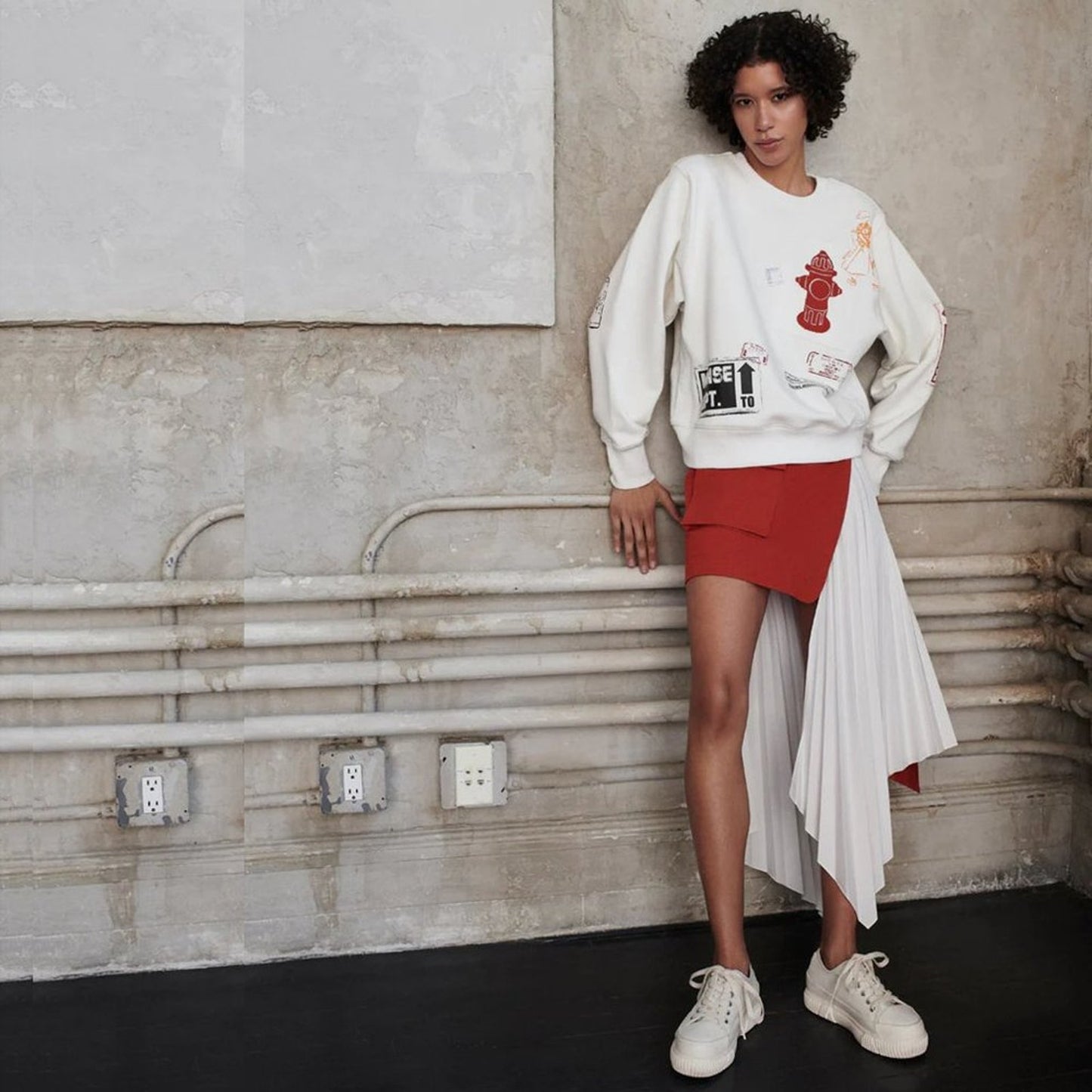 MONSE Scrapbook Patch Sweatshirt in Ivory XS