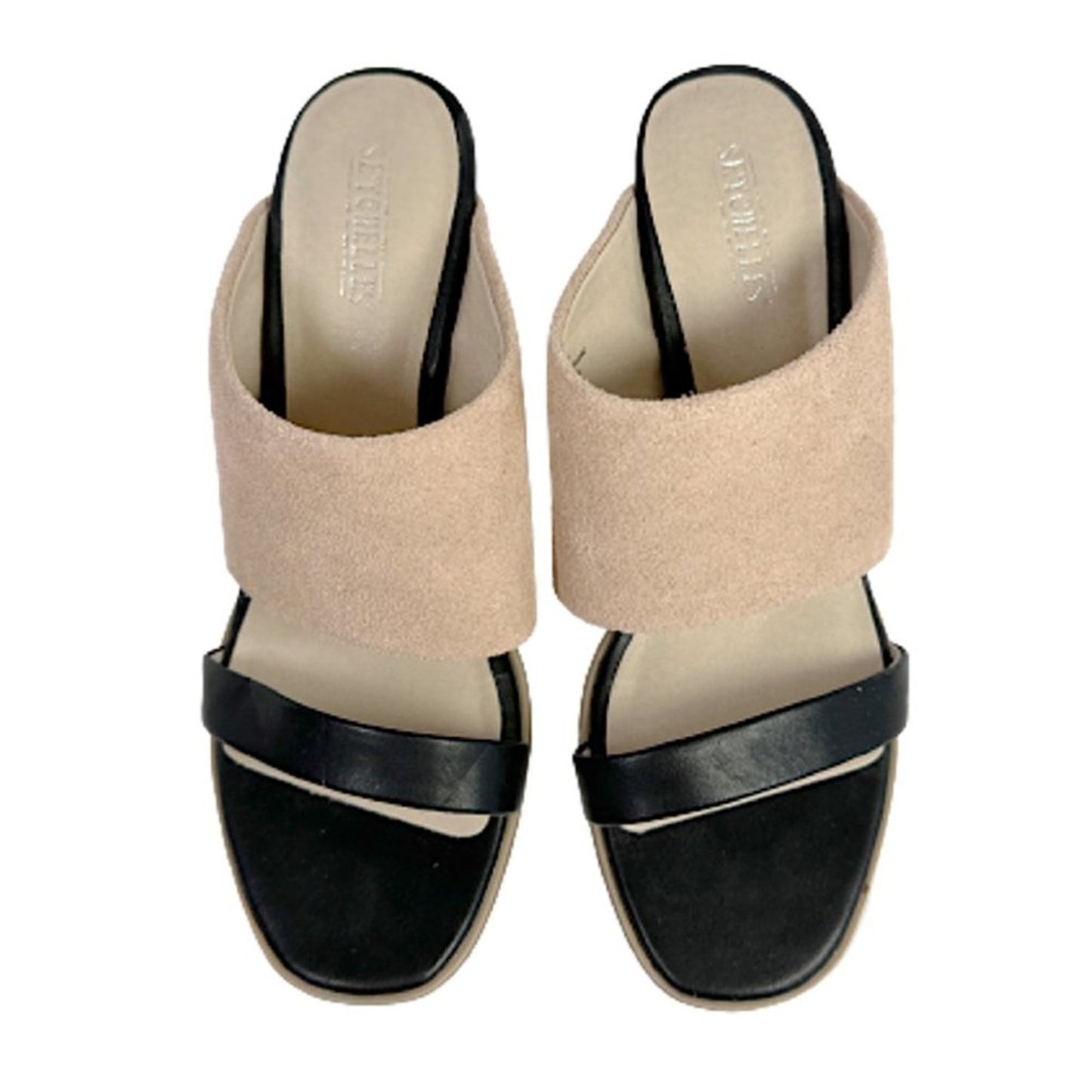 SEYCHELLES Lyra Black and Nude Leather Mules 6.5