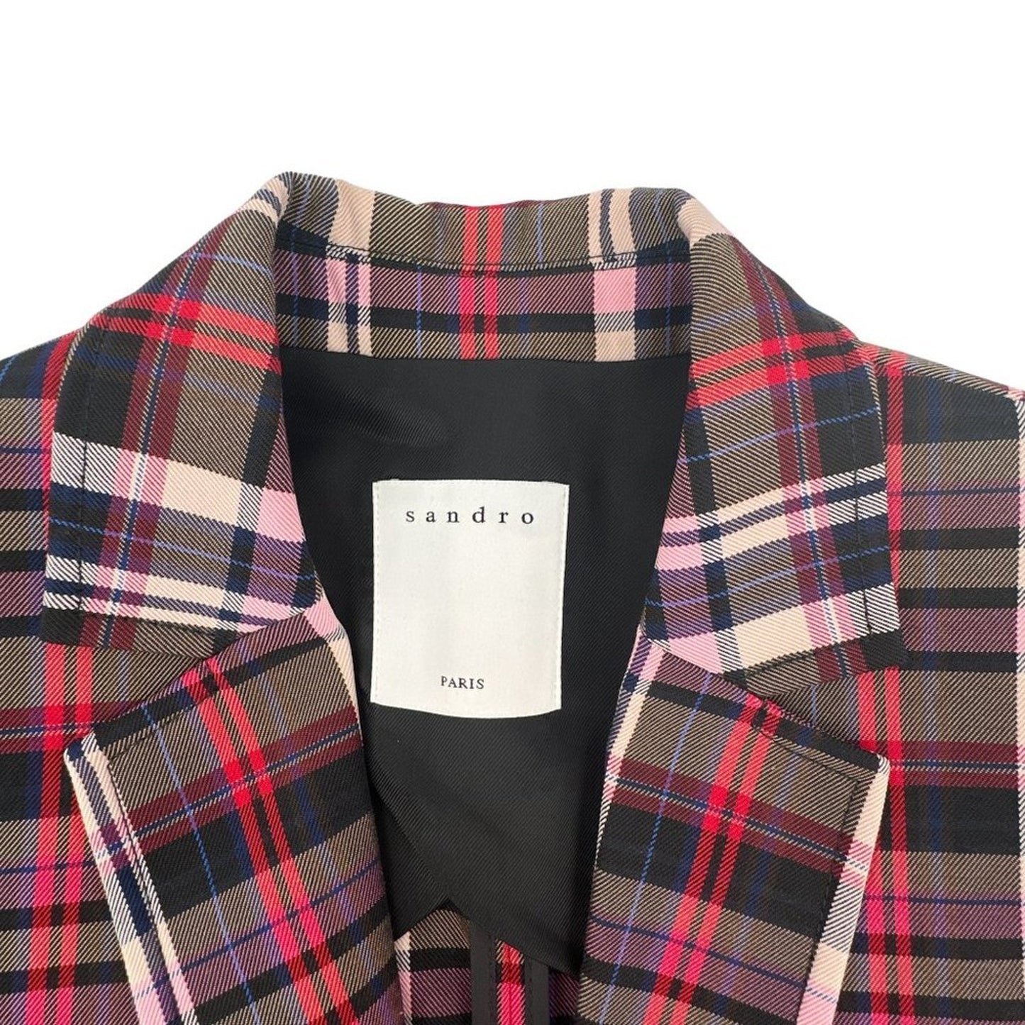 SANDRO Salima Single Button Plaid Blazer S
