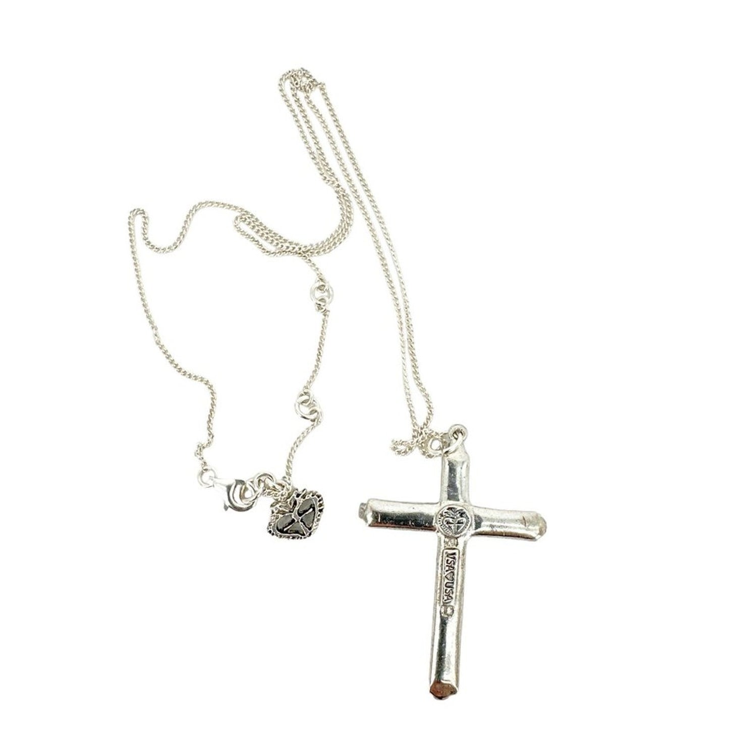 VIRGINS SAINTS & ANGELS VSA Resurrection Crystal Cross Sterling Silver Necklace