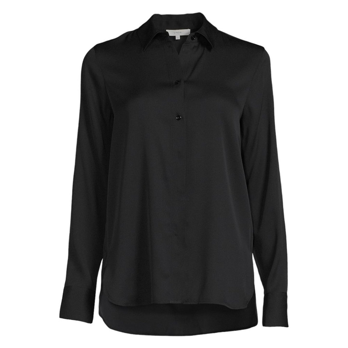 VINCE Slim Fitted Popover Shirt Black 2