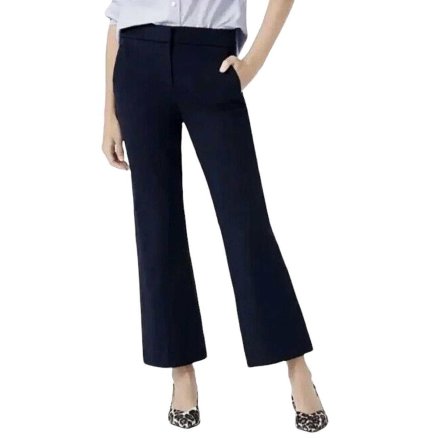 J.CREW Hayden Kickout Crop Pant in Bi-stretch Cotton Navy 00