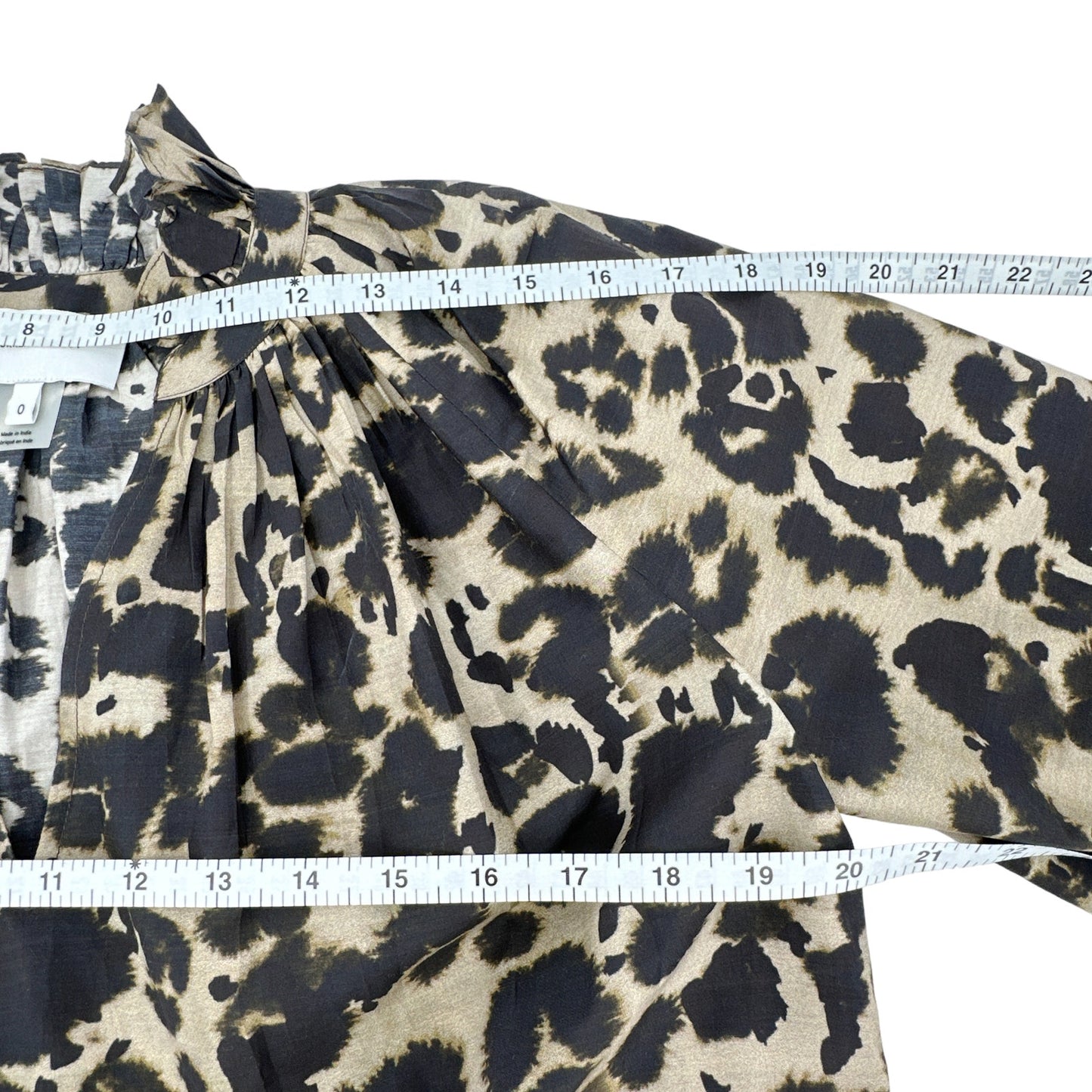 CURRENT ELLIOTT Annabelle Blouse In Khaki Inky Leopard Print XS
