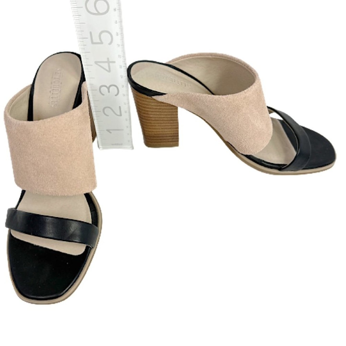 SEYCHELLES Lyra Black and Nude Leather Mules 6.5