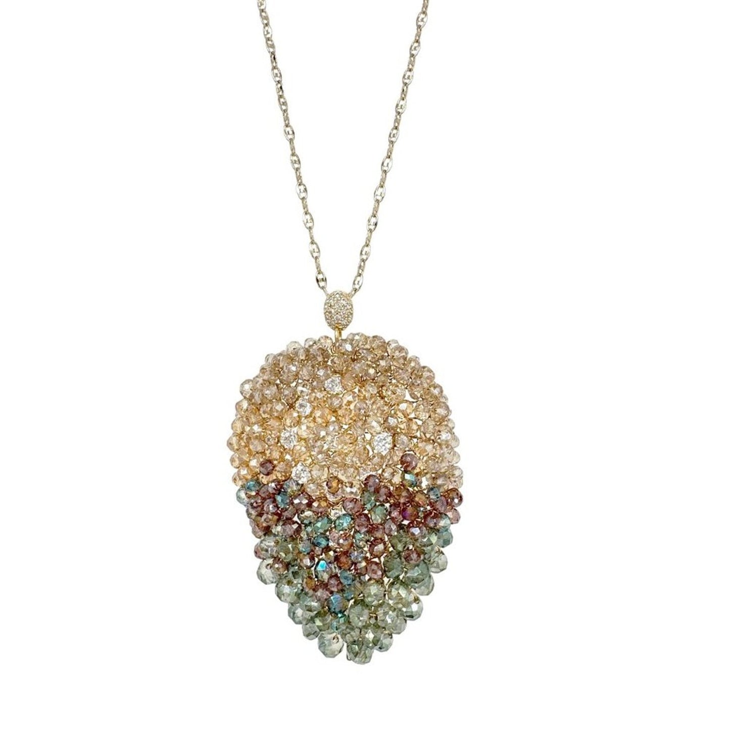 THEIA Jewelry Long Leaf drop pendant necklace in Gold Green