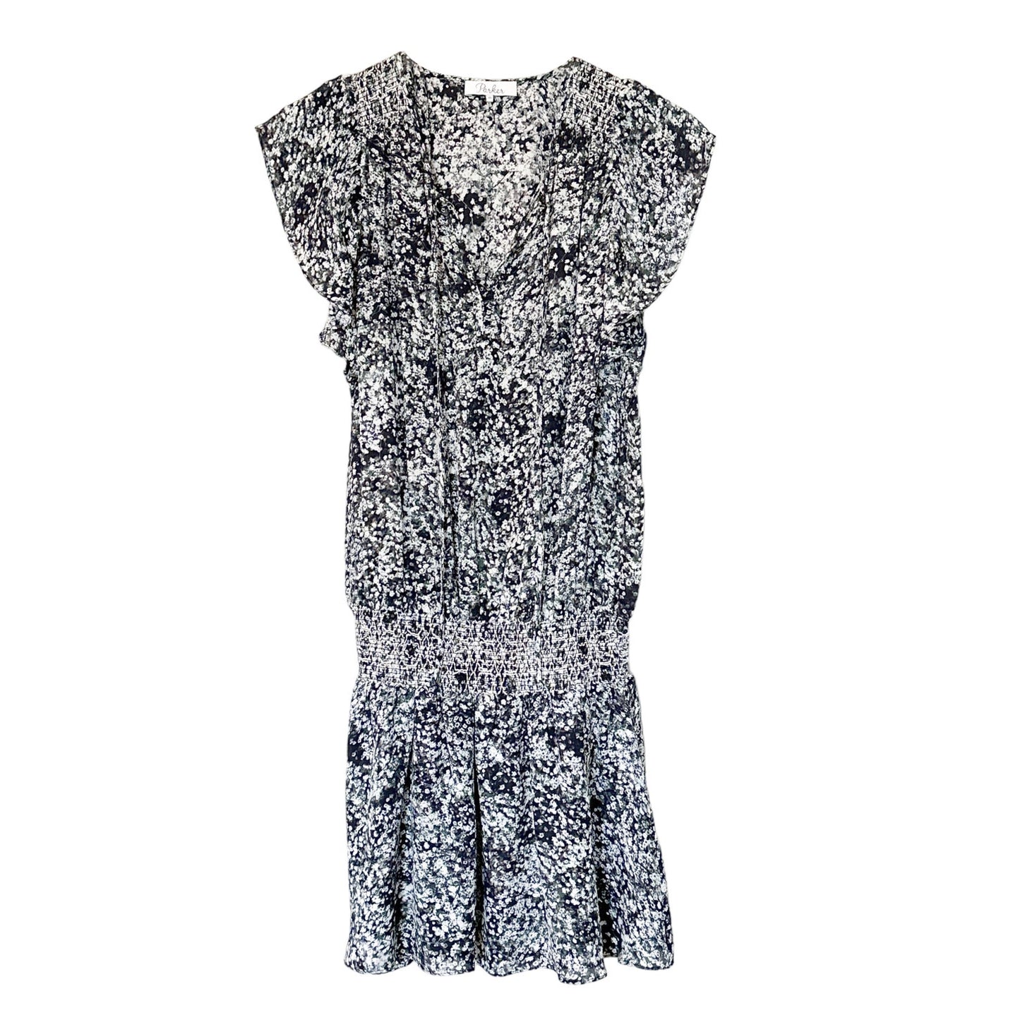 PARKER Dean Floral Print Silk Blouson Dress in Filaree XS