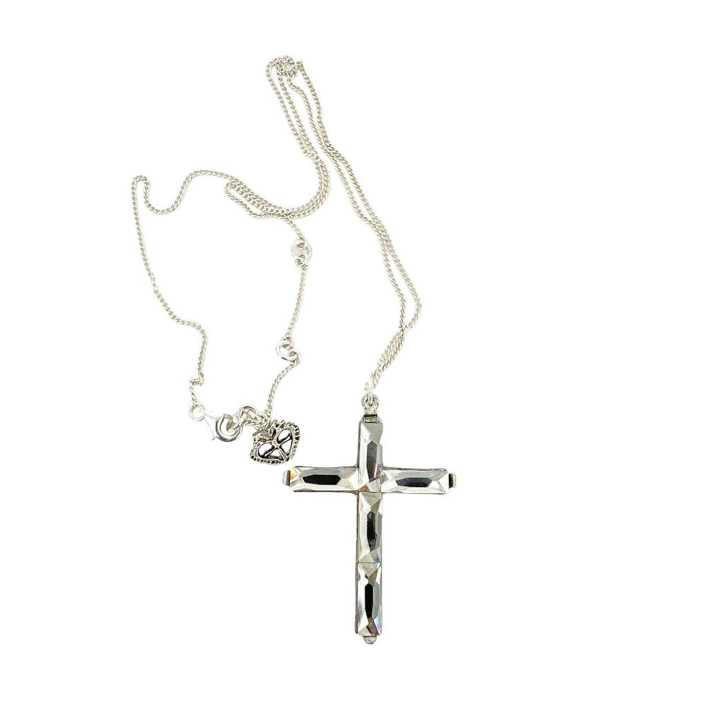 VIRGINS SAINTS & ANGELS VSA Resurrection Crystal Cross Sterling Silver Necklace