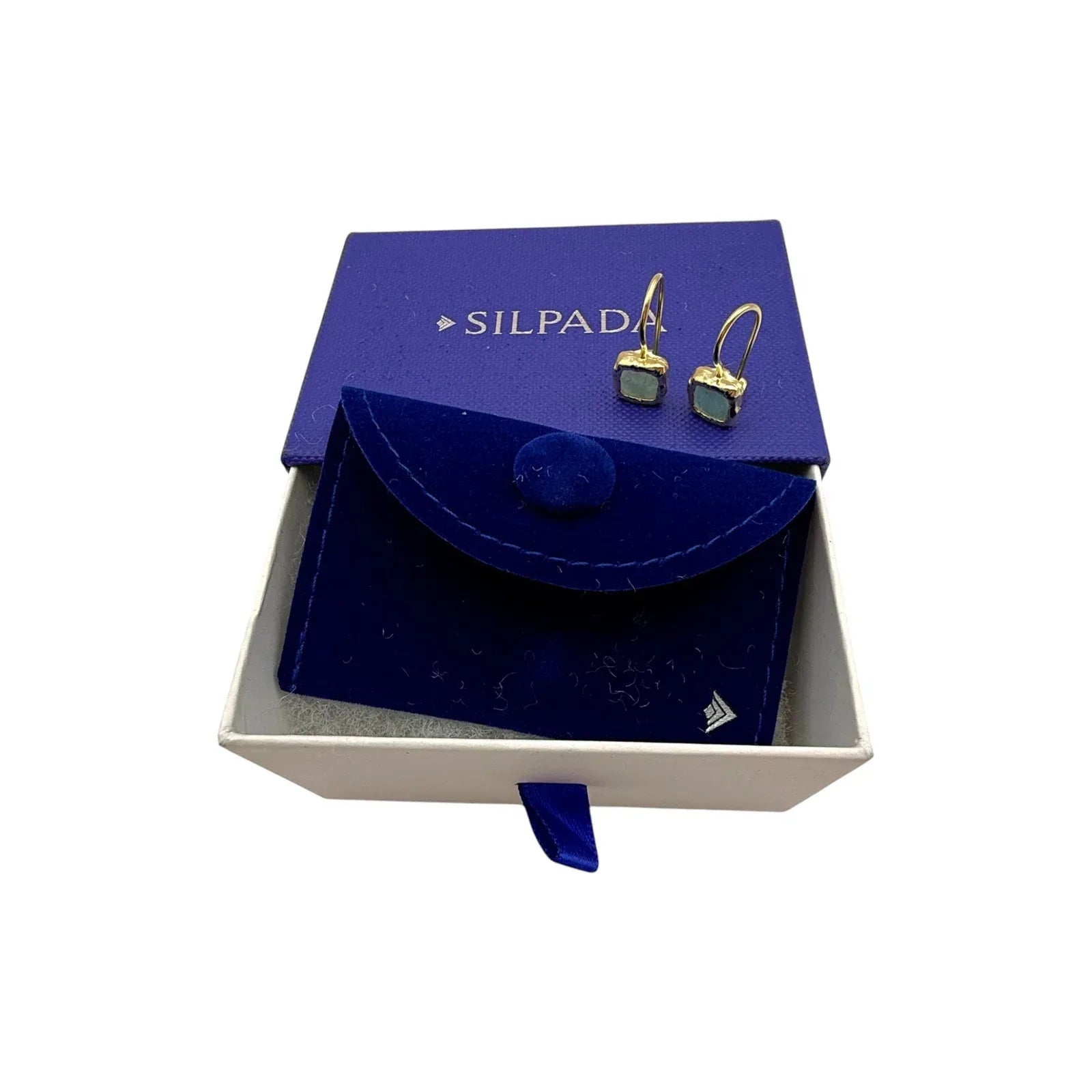 SILPADA Mediterra Natural Aquamarine Petite Drop Earrings in 14K Gold-Plated SS - flyKAMP
