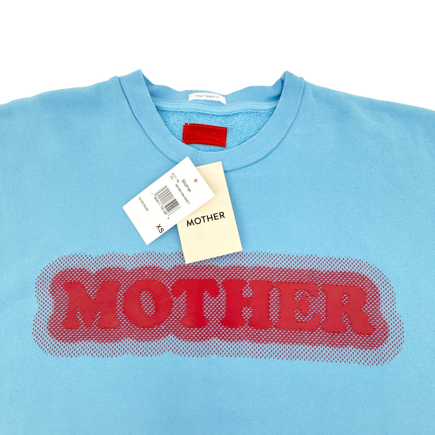 MOTHER The Drop Square Logo Cotton Sweatshirt in Mother High Density XS