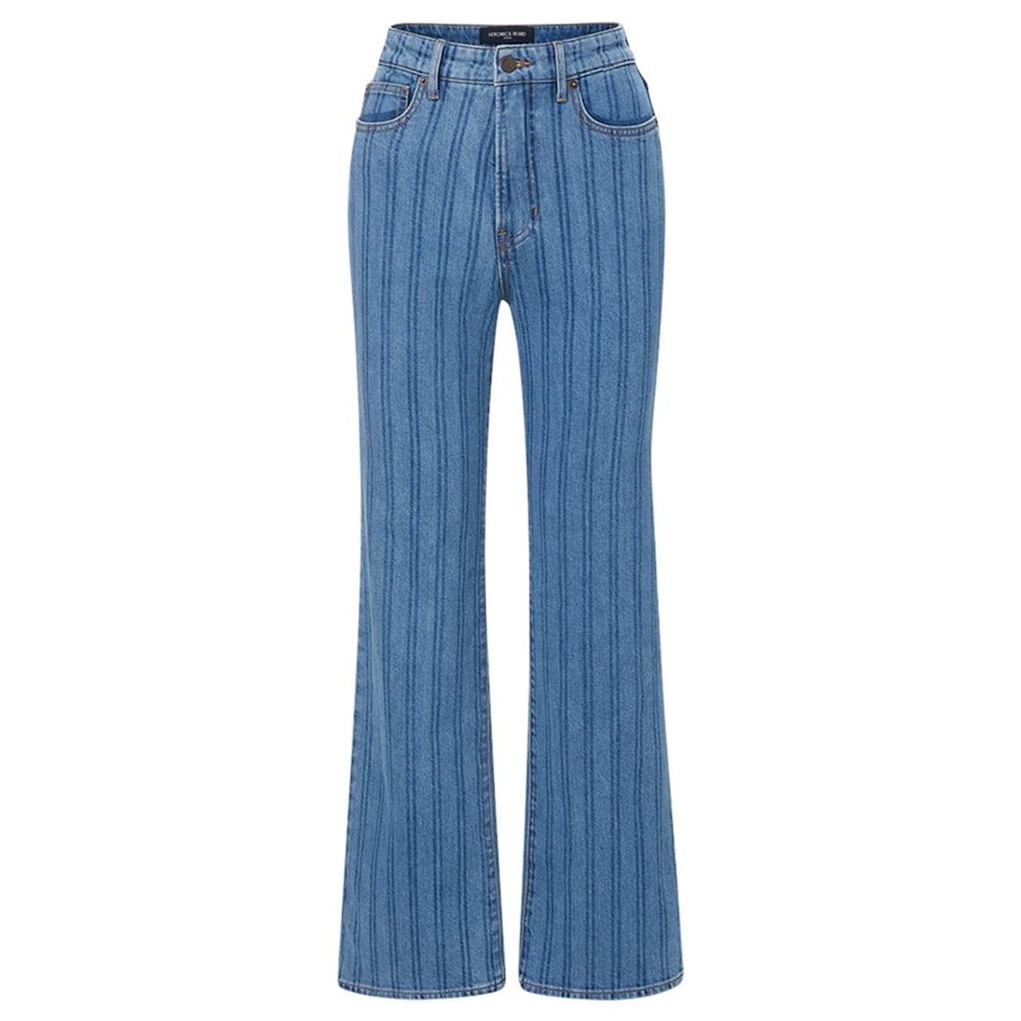 VERONICA BEARD Crosbie Striped Loafer Length Wide Leg Jean 24