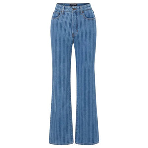VERONICA BEARD Crosbie Striped Loafer Length Wide Leg Jean 24