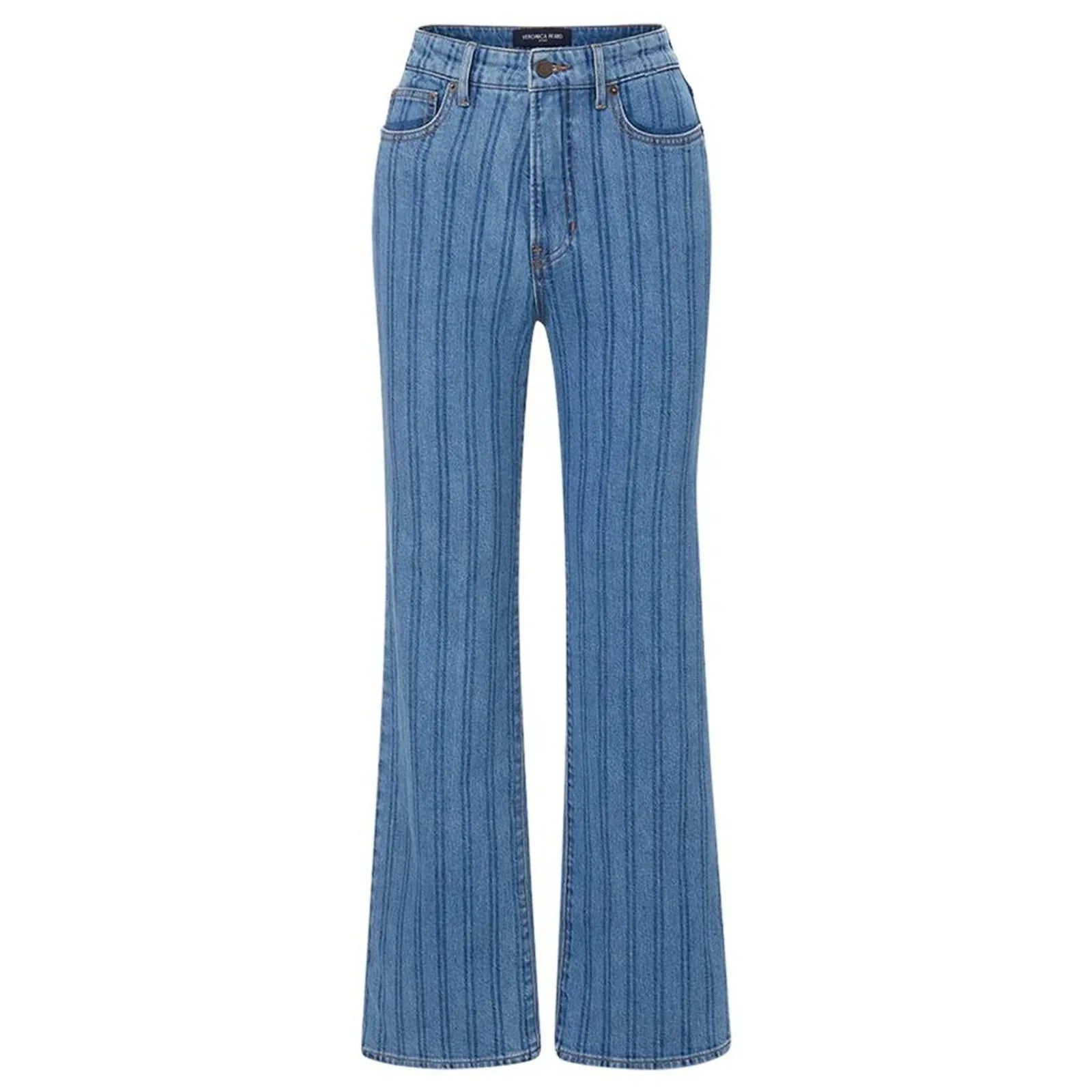 VERONICA BEARD Crosbie Striped Loafer Length Wide Leg Jean 24 - flyKAMP